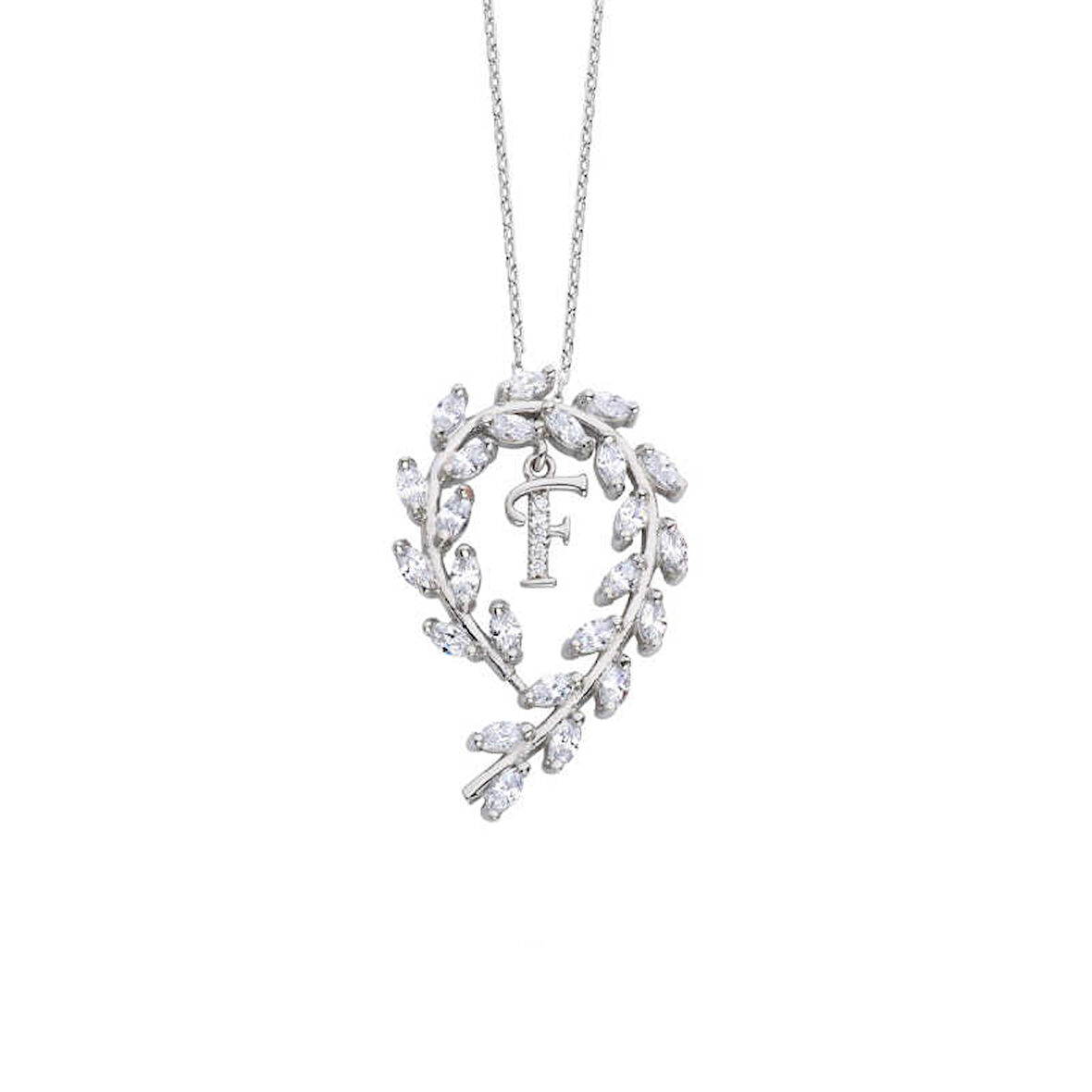 Çiçek Tacı Harfli Gümüş Kolye GMS887