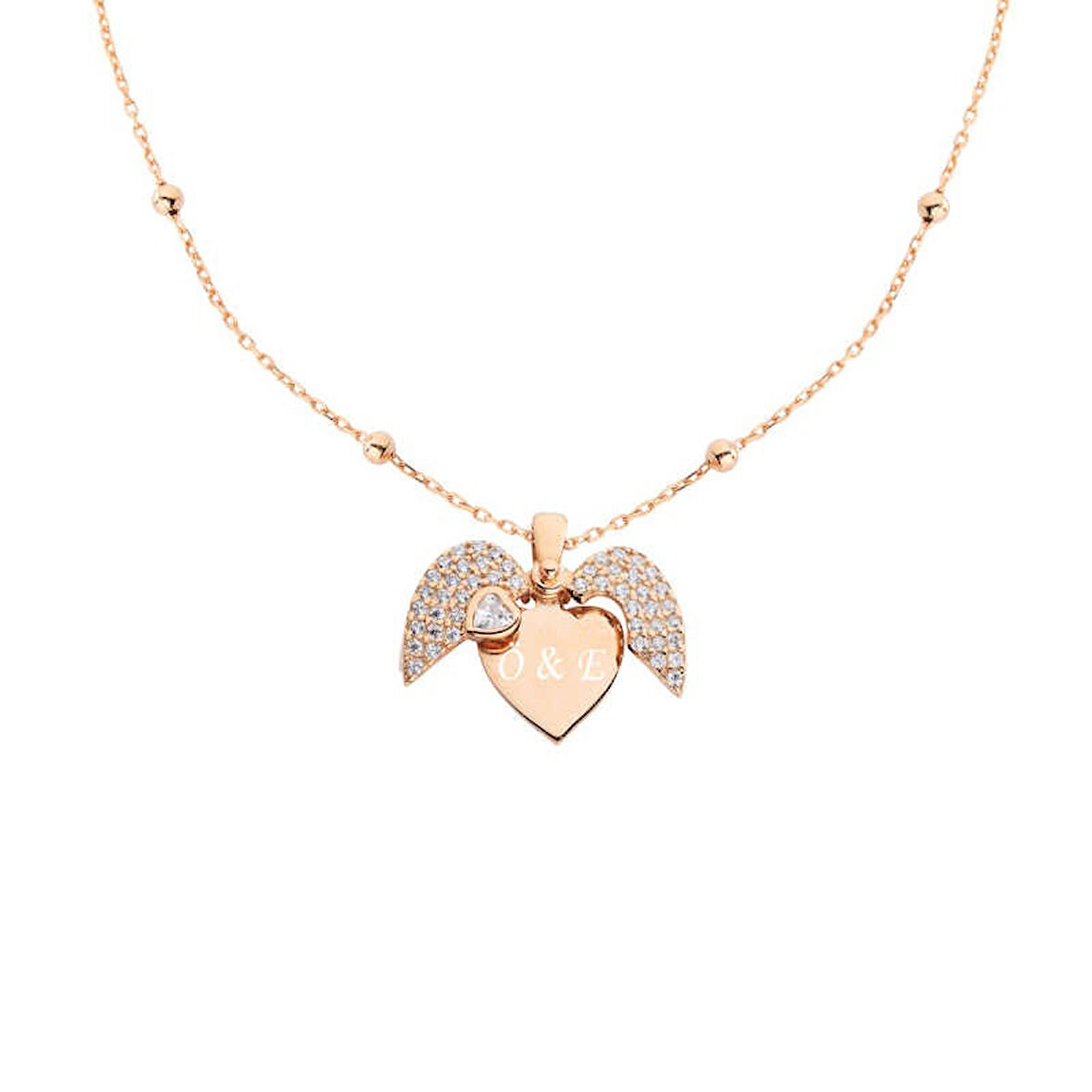 Kalp Motifli Harfli Gümüş Kolye GMS896