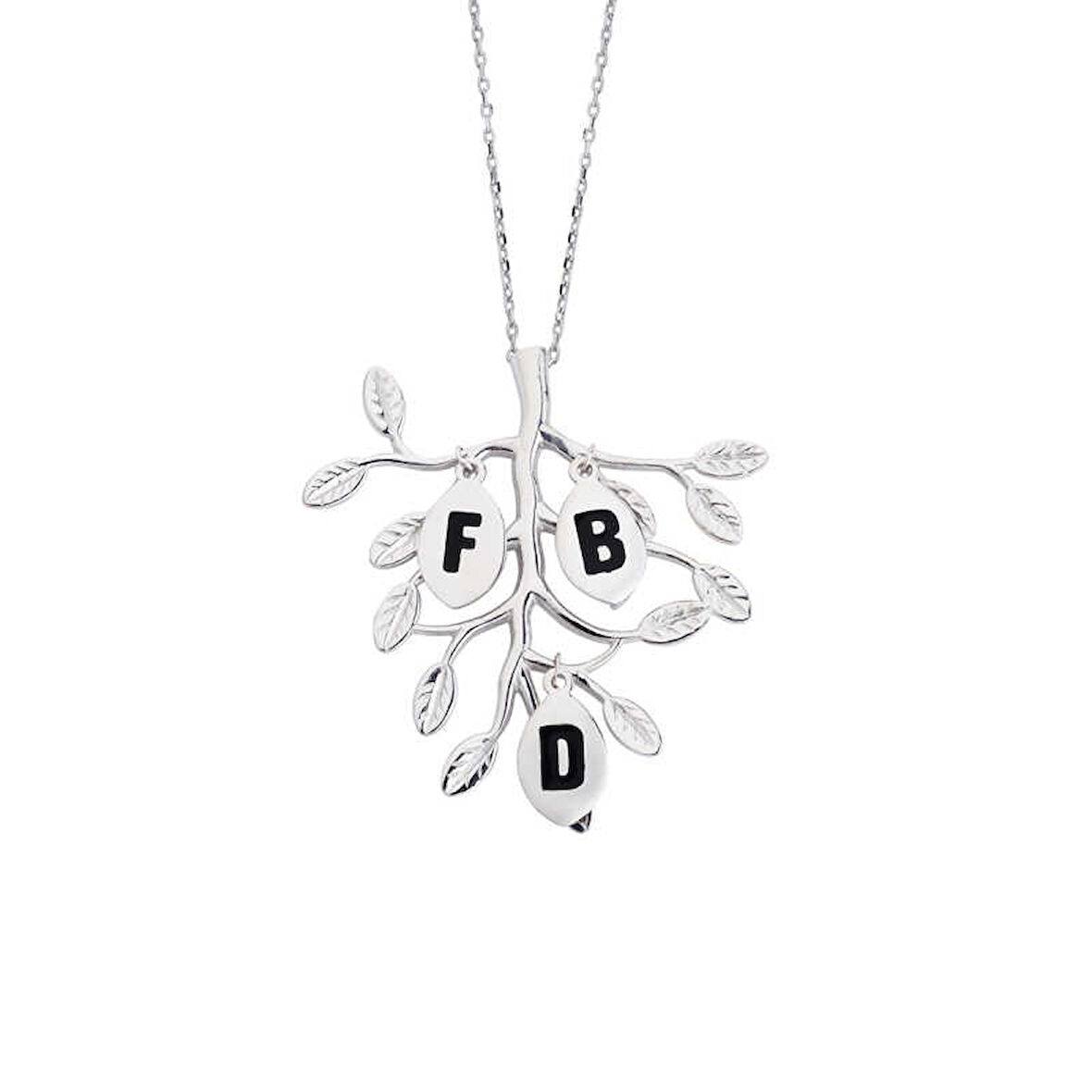 Sevgi Ağacı Aile Harfli Gümüş Kolye  GMS994