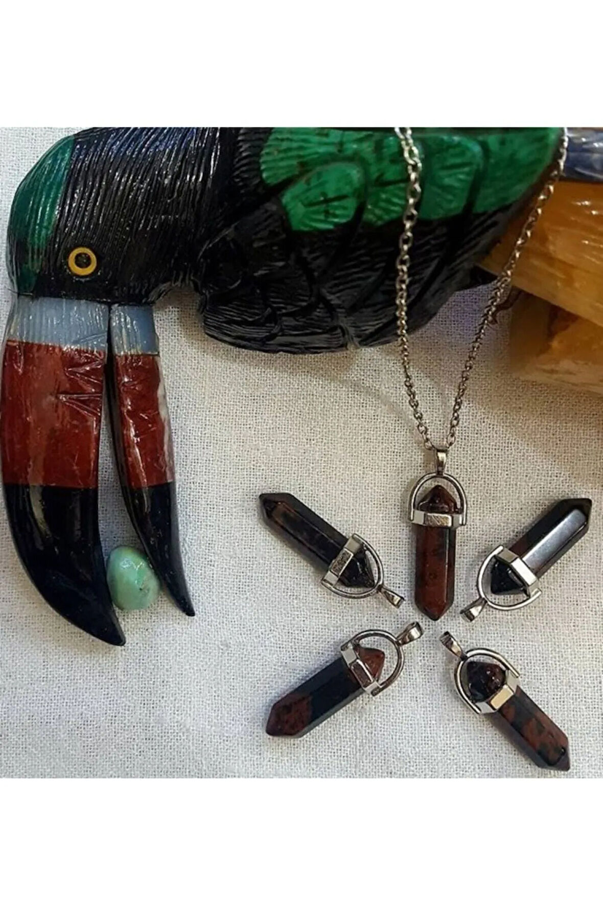 Sertifikalı Obsidyen Doğal Taş Pandül Kolye