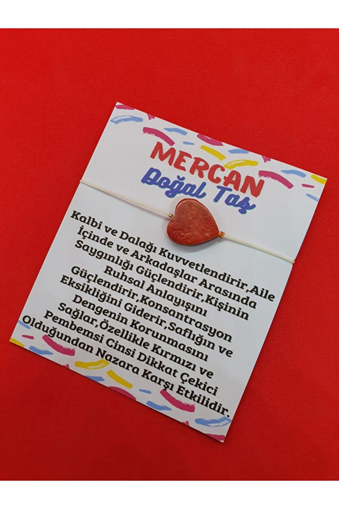 Sertifikalı Mercan Kalp Doğal Taş Bileklik