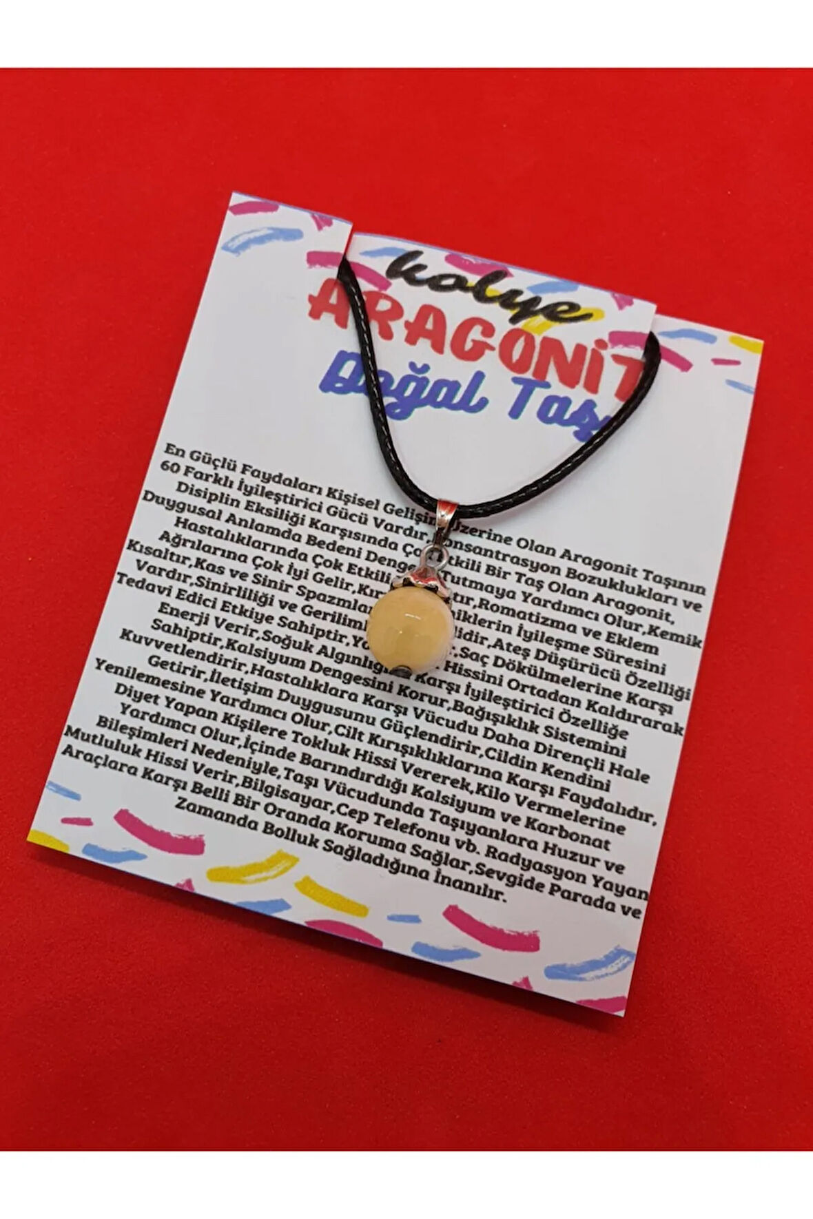 Sertifikalı Aragonit Taşı Doğal Taş Kolye