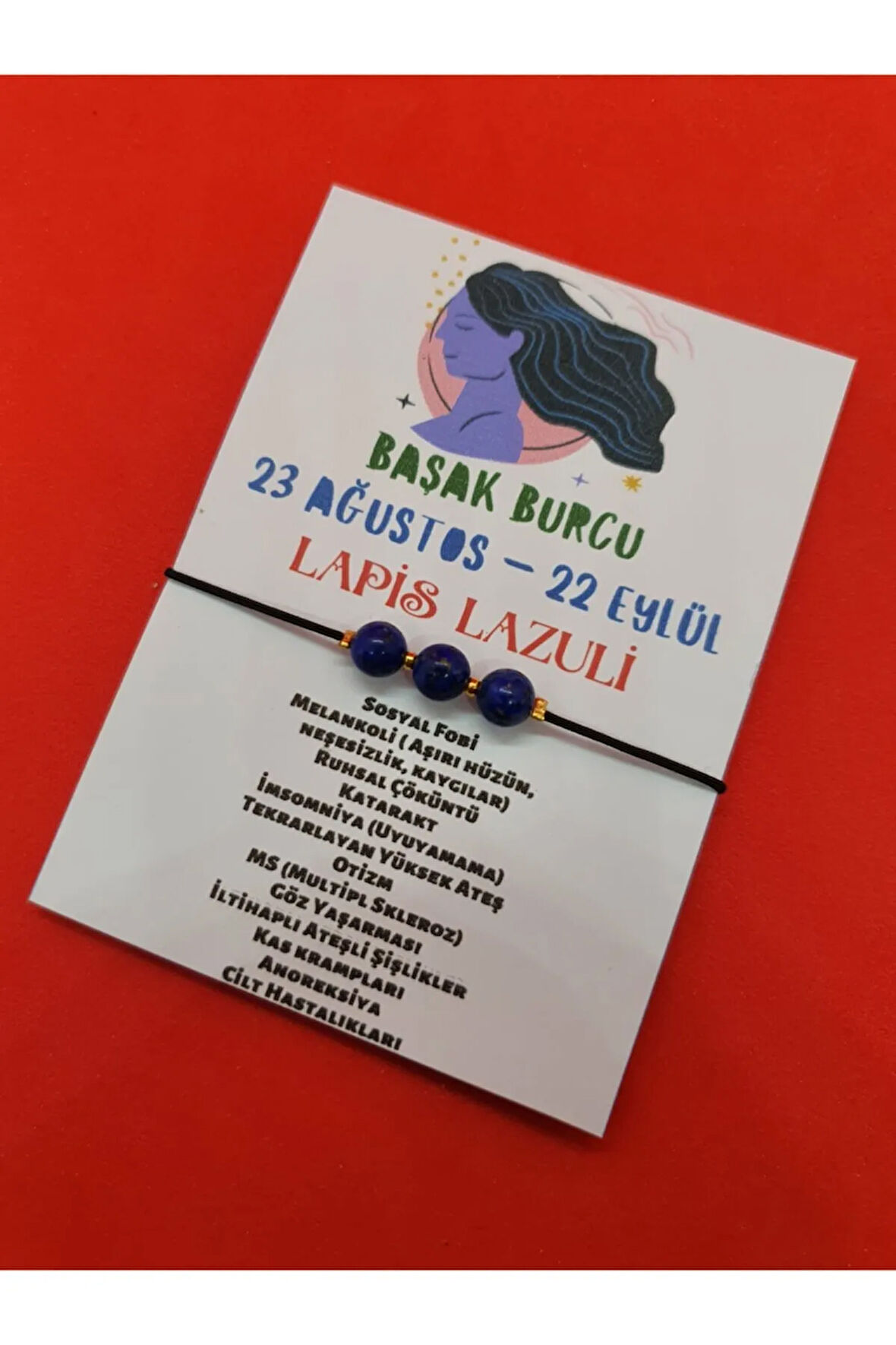 Sertifikalı Başak Burcu Lapis Taşı Doğal Taş Bileklik