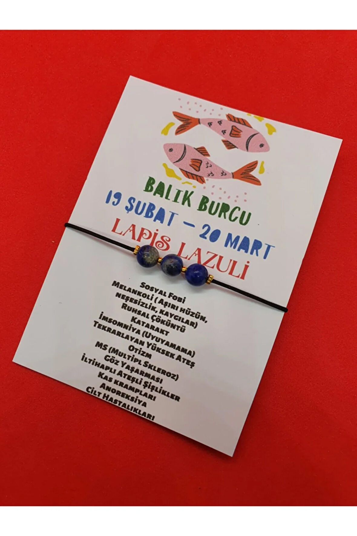 Sertifikalı Balık Burcu Lapis Taşı Doğal Taş Bileklik
