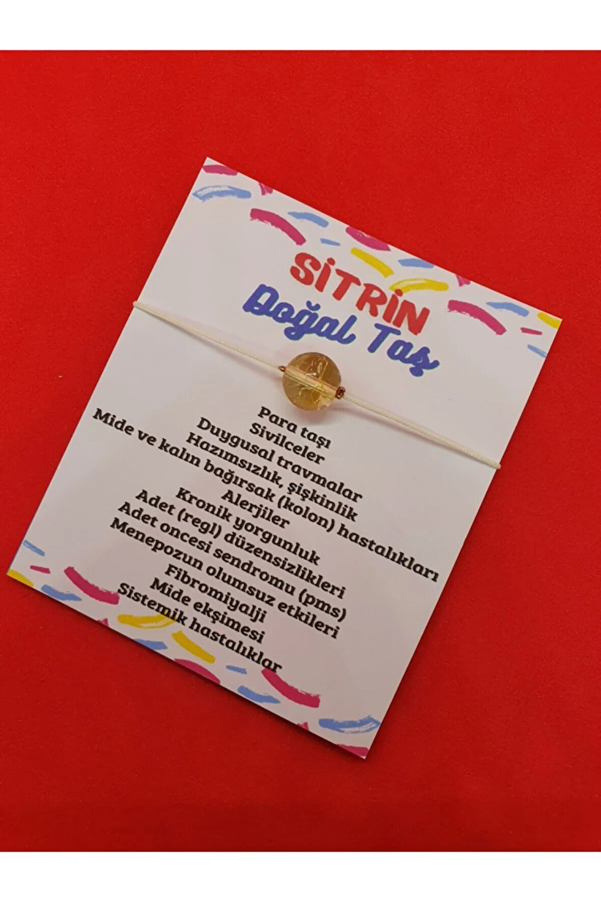 Sertifikalı Sitrin Doğal Taş Ip Bileklik Orijinal Doğal Taş Makrome