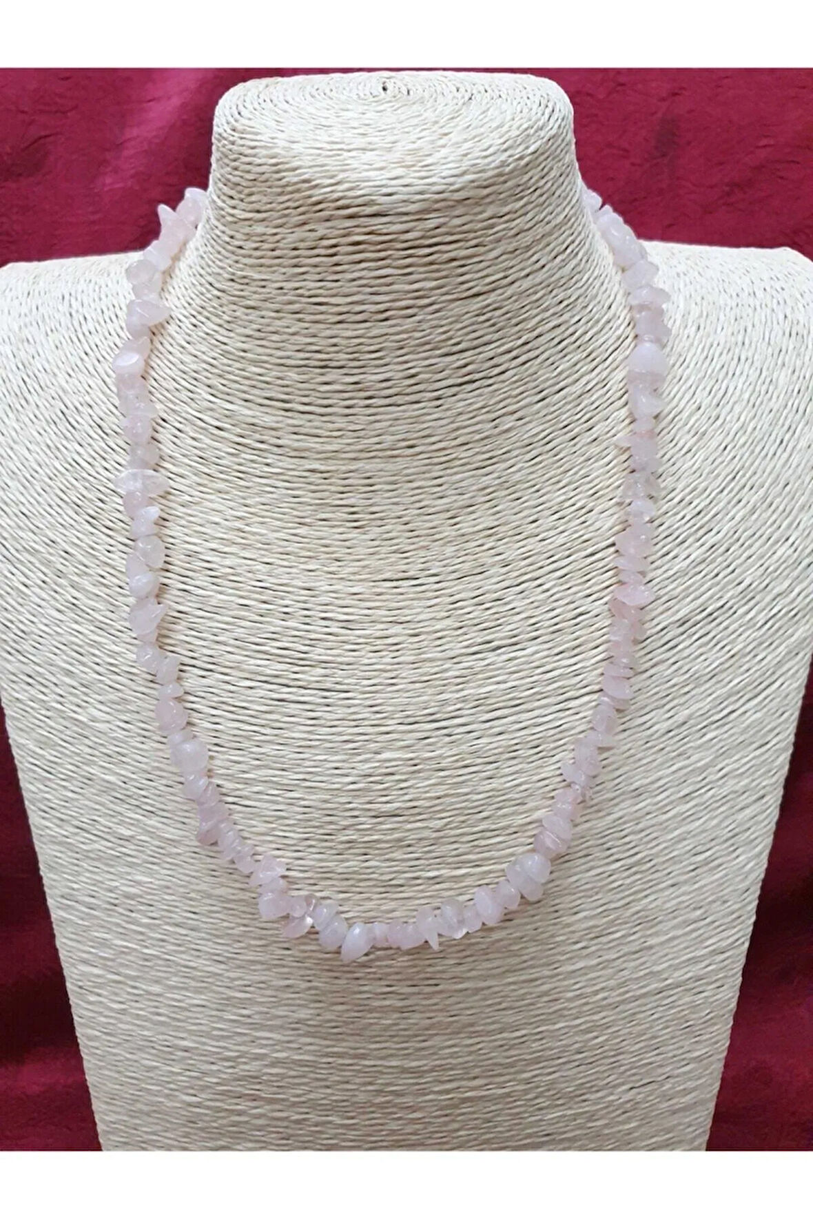 Pembe Kuvars Taşı Doğal Taş Kolye