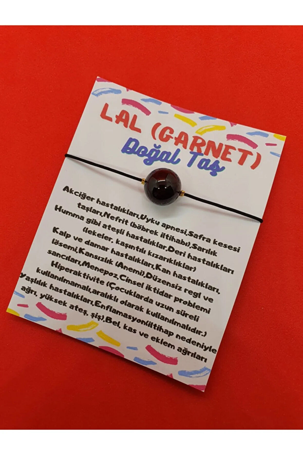 Sertifikalı Lal (GARNET) Taşı Bileklik 12mm Orijinal Doğal Taş