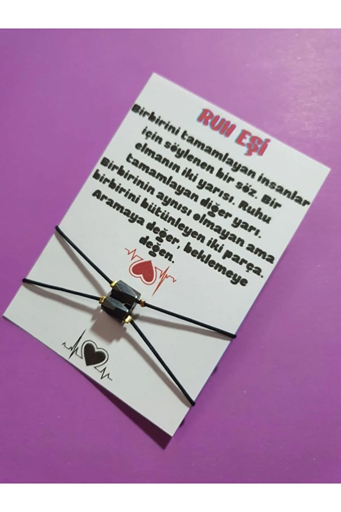Sertifikalı Ruh Eşi Hematit Taşı Mıknatıslı Çift Bilekliği