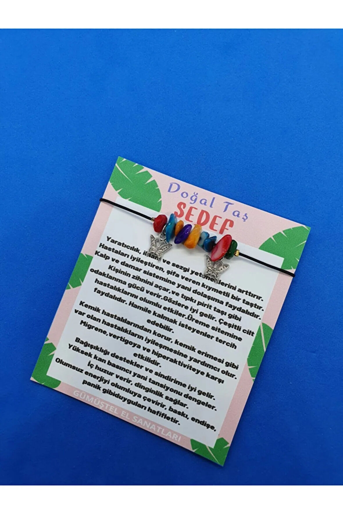 Sertifikalı Sedef Doğal Taş Bileklik Kelebek Detaylı Orijinal Doğal Taş