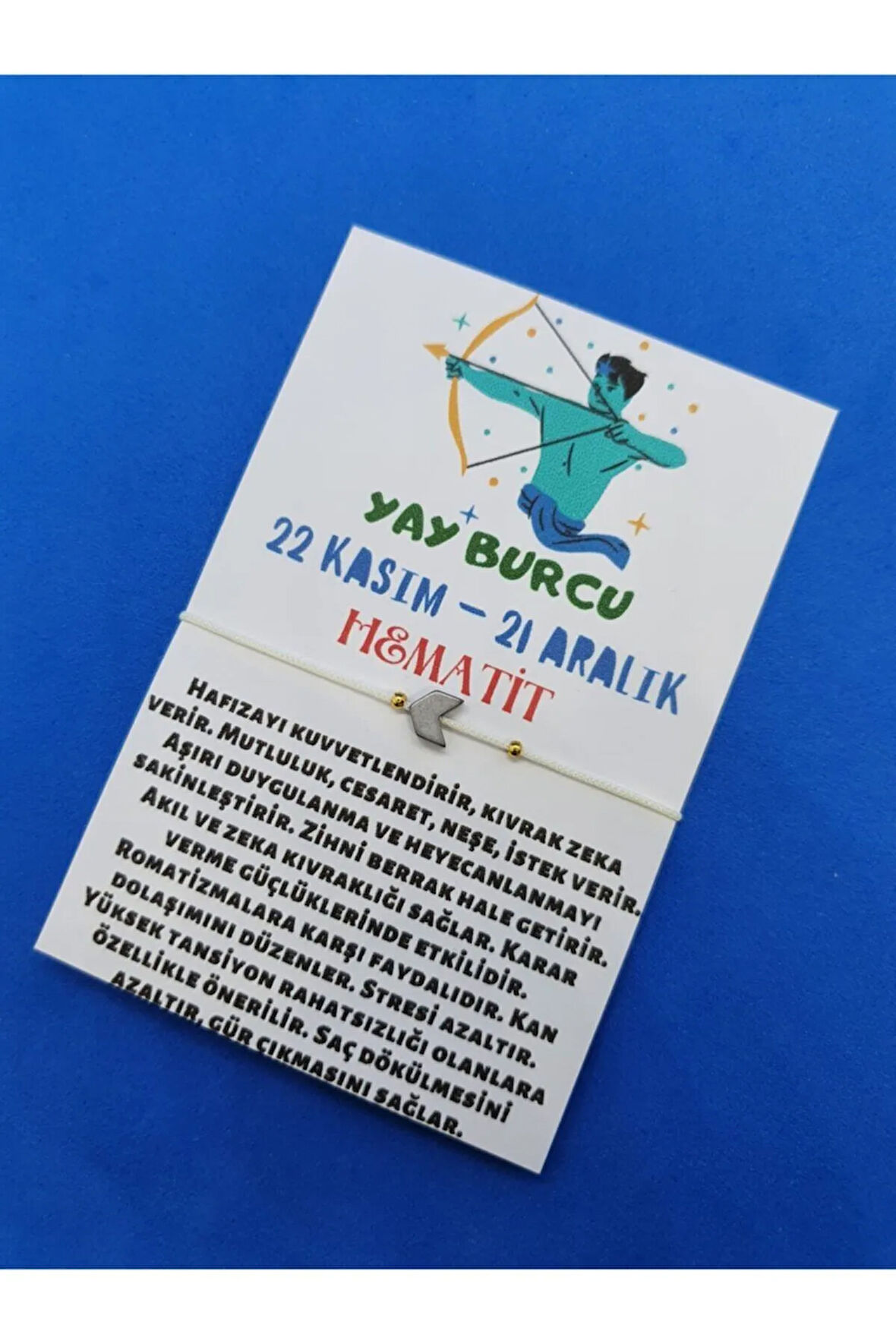 Sertifikalı Beyaz Yay Burcu Hematit Taşı Doğal Taş Bileklik