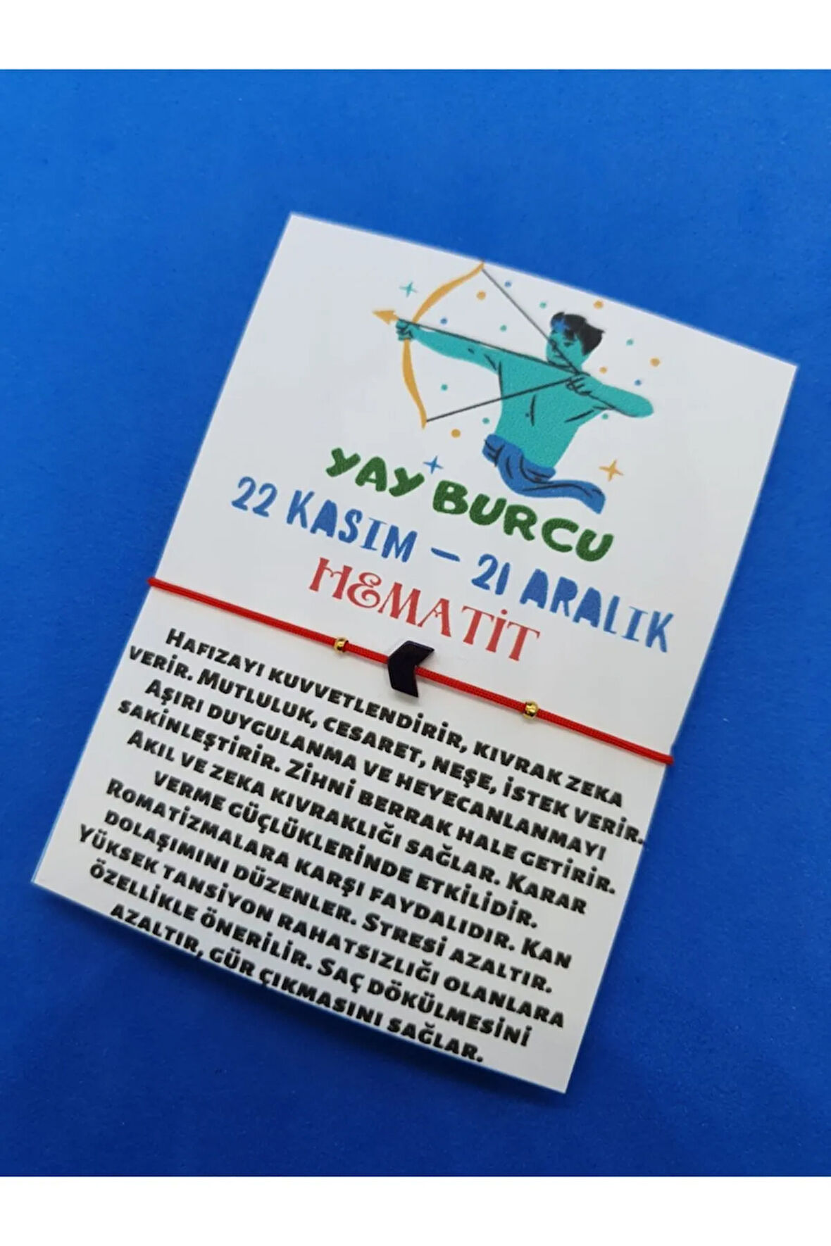 Sertifikalı Yay Burcu Hematit Taşı Doğal Taş Bileklik