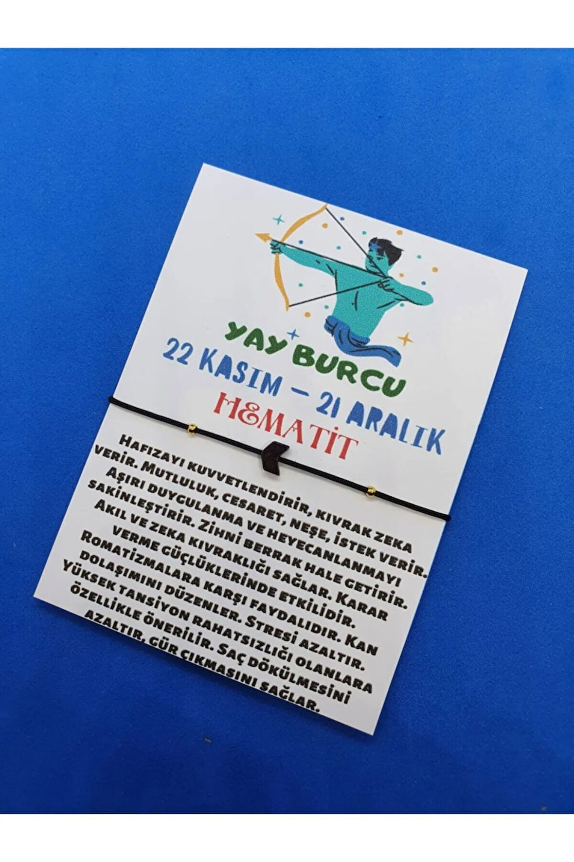 Sertifikalı Yay Burcu Hematit Taşı Doğal Taş Bileklik