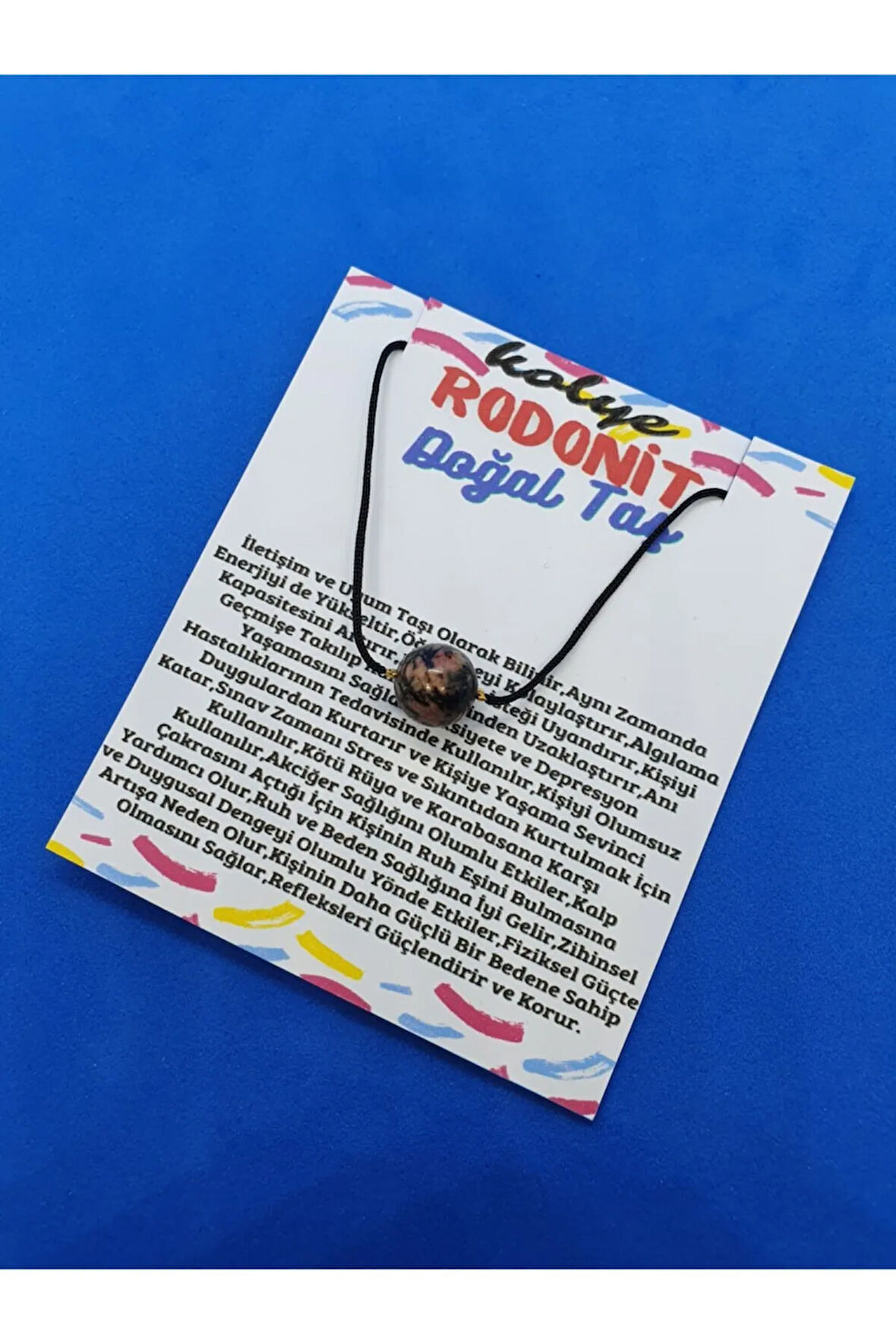 Sertifikalı Rodonit Taşı Ayarlanabilir Orijinal Doğal Taş Çok Fonksiyonlu Kolye