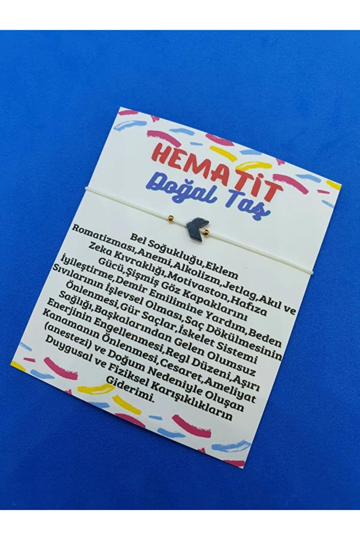 Sertifikalı Hematit Taşı Üçgen Doğal Taş Bileklik
