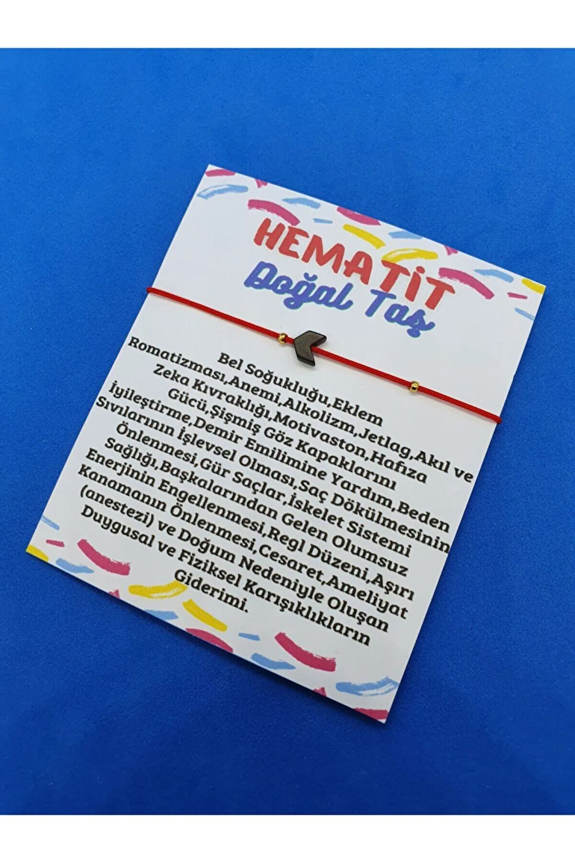 Sertifikalı Hematit Taşı Üçgen Doğal Taş Bileklik