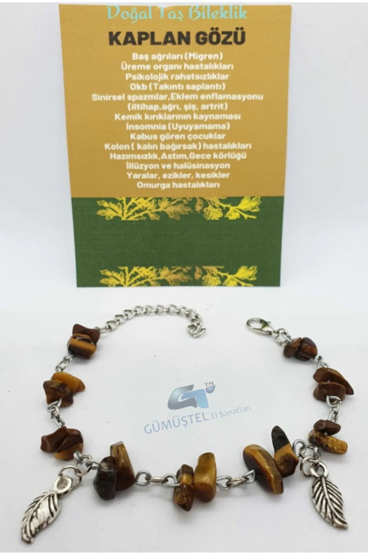 Sertifikalı Kaplan Gözü Taşı Bileklik Orijinal Doğal Taş Tasarım Bileklik