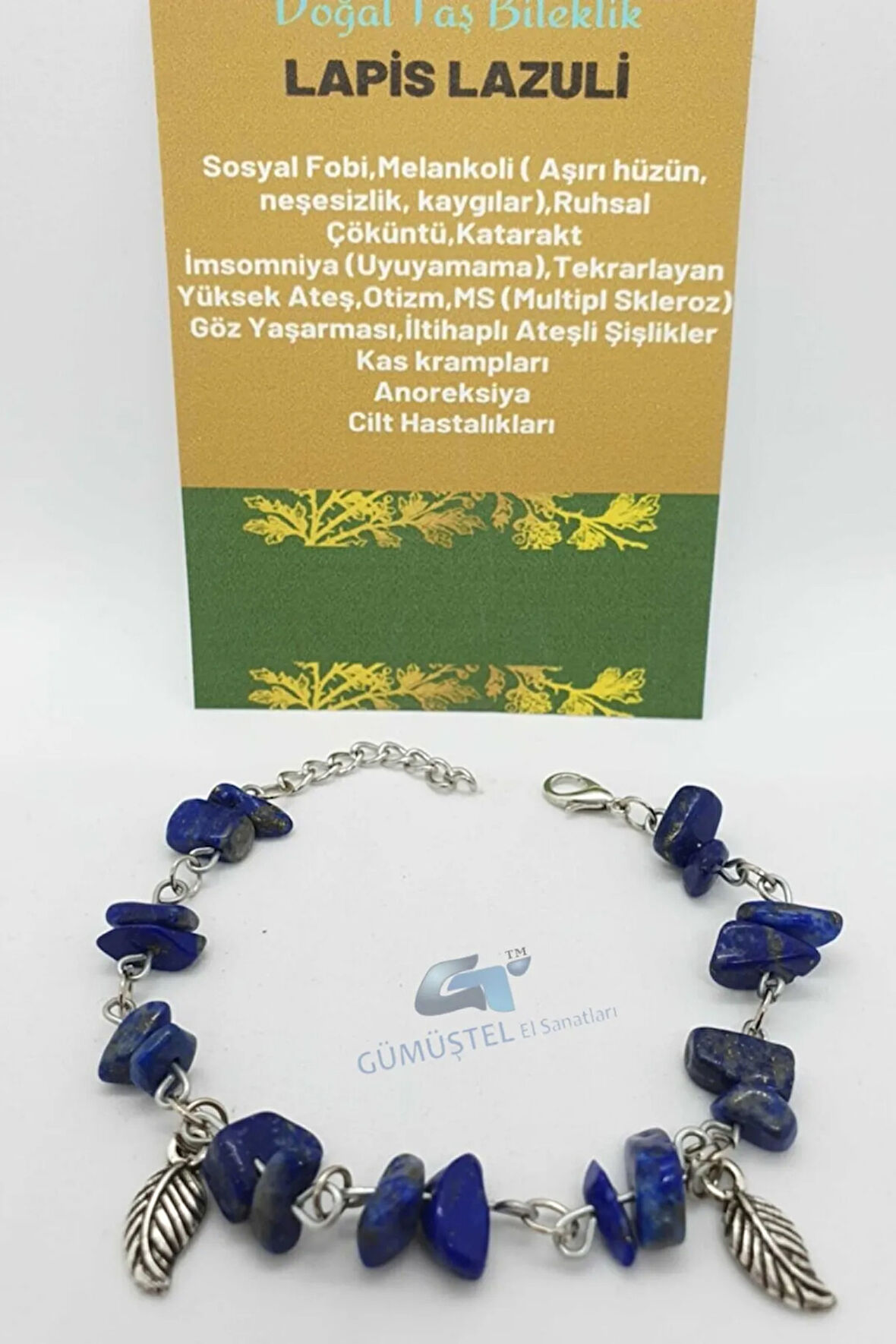 Sertifikalı Lapis Lazuli Taşı Bileklik Orijinal Doğal Taş Tasarım Bileklik