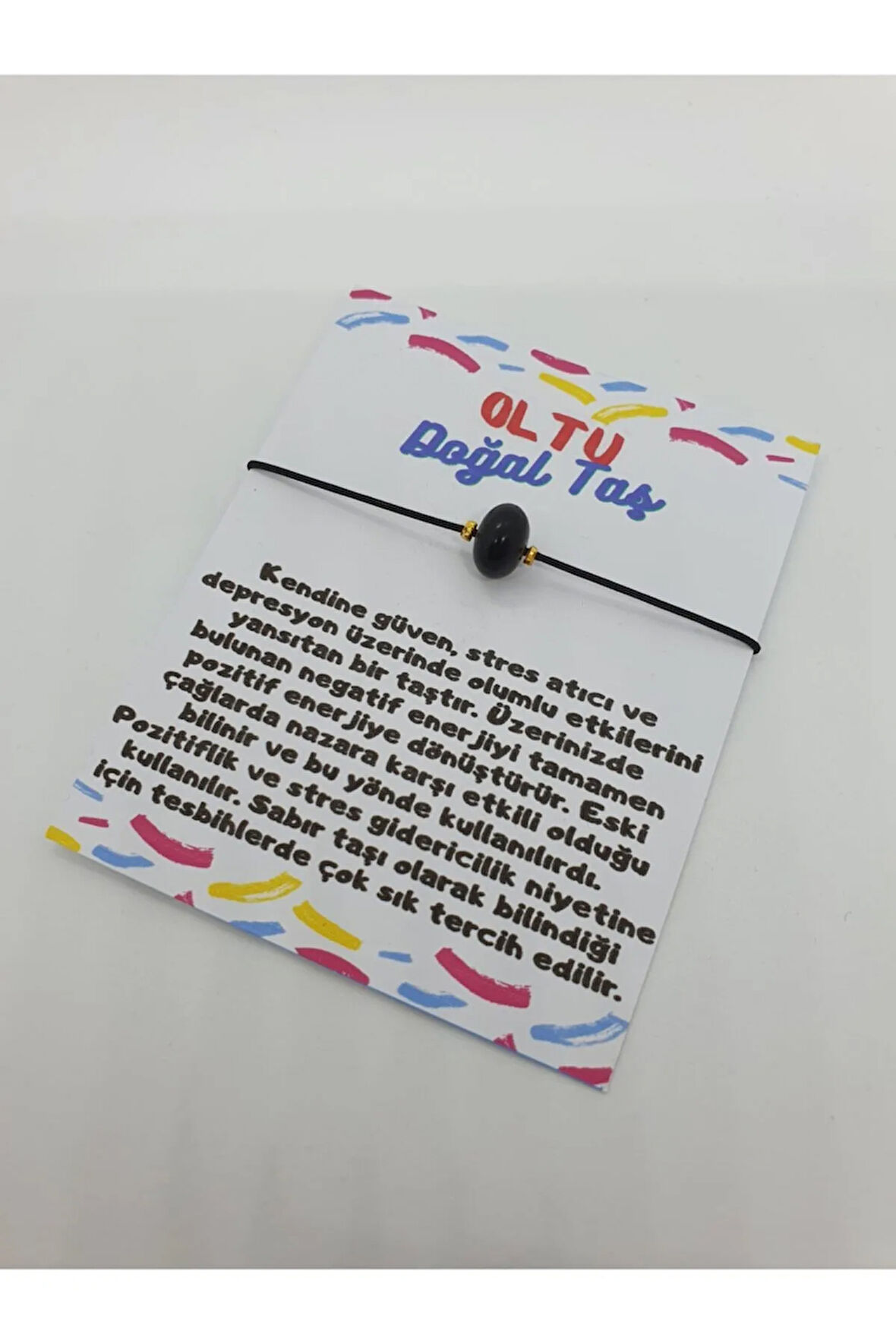 Sertifikalı Doğal Oltu Taşı Bileklik Ip Ayarlamalı Kilit Sistemi