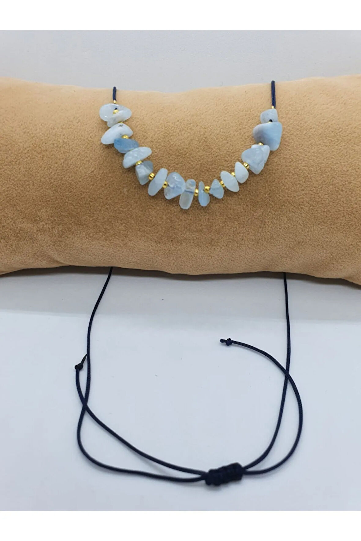 Sertifikalı Akuamarin Taşı Tasarım Kolye Ayarlanabilir Orijinal Doğal Taş Çok Fonksiyonlu Kolye