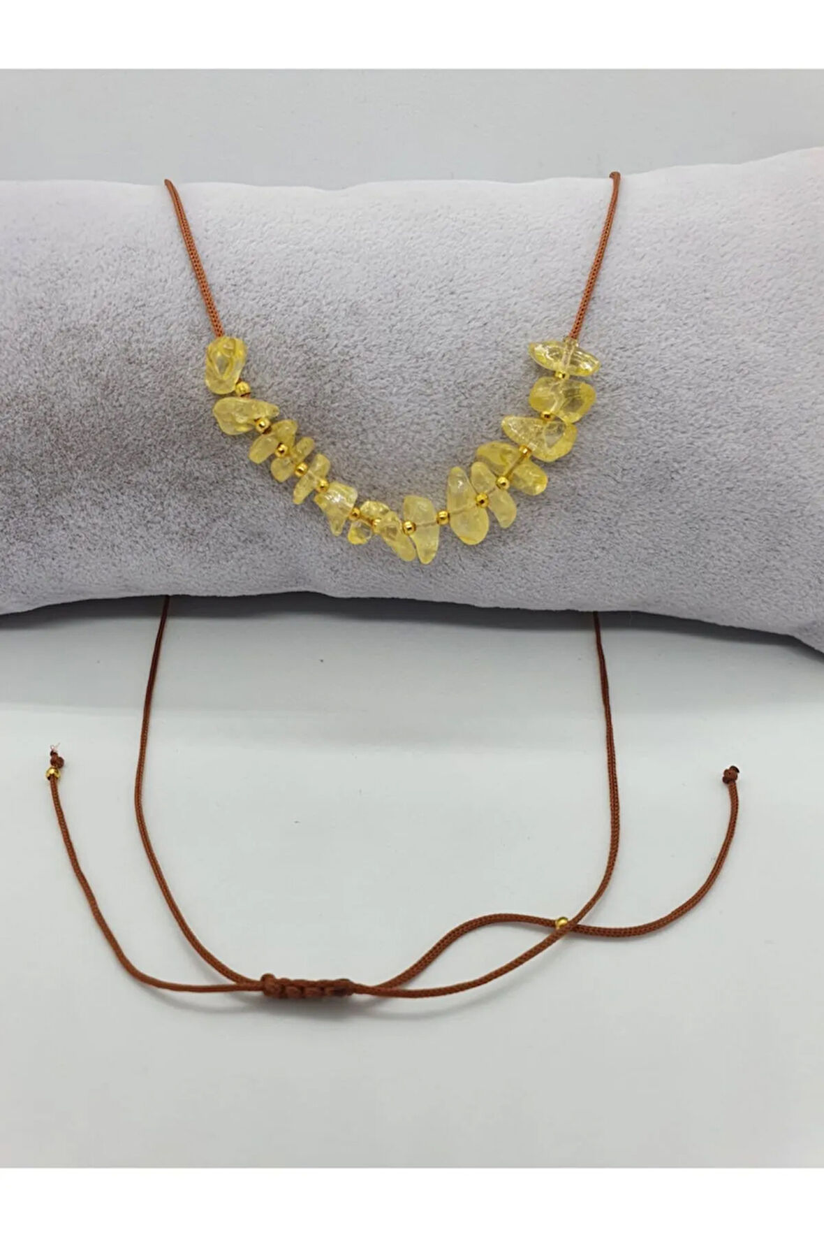 Sertifikalı Sitrin Taşı Tasarım Kolye Ayarlanabilir Orijinal Doğal Taş Çok Fonksiyonlu Kolye