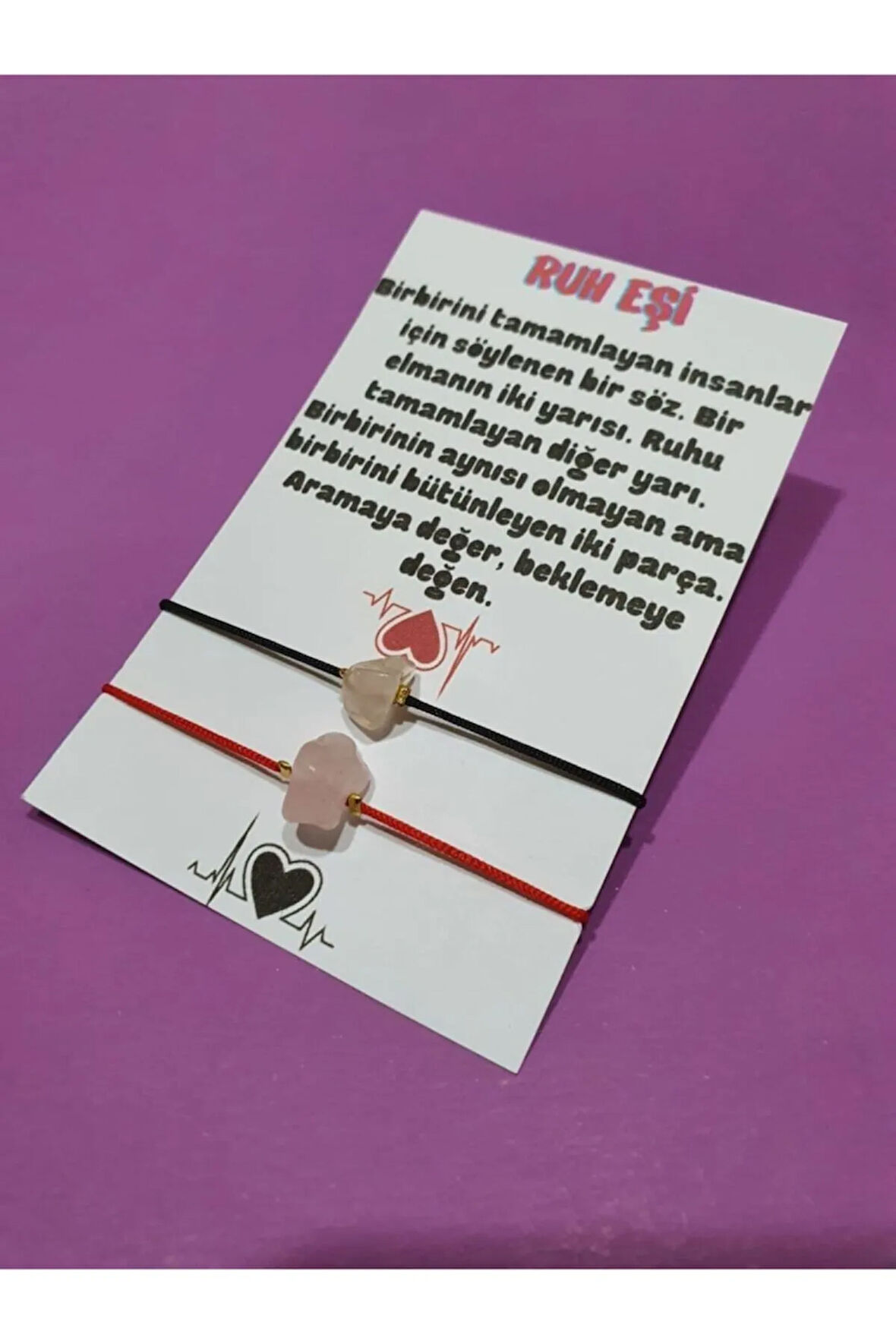 Sertifikalı Ruh Eşi Pembe Kuvars Doğal Taşlı Ip Bileklik