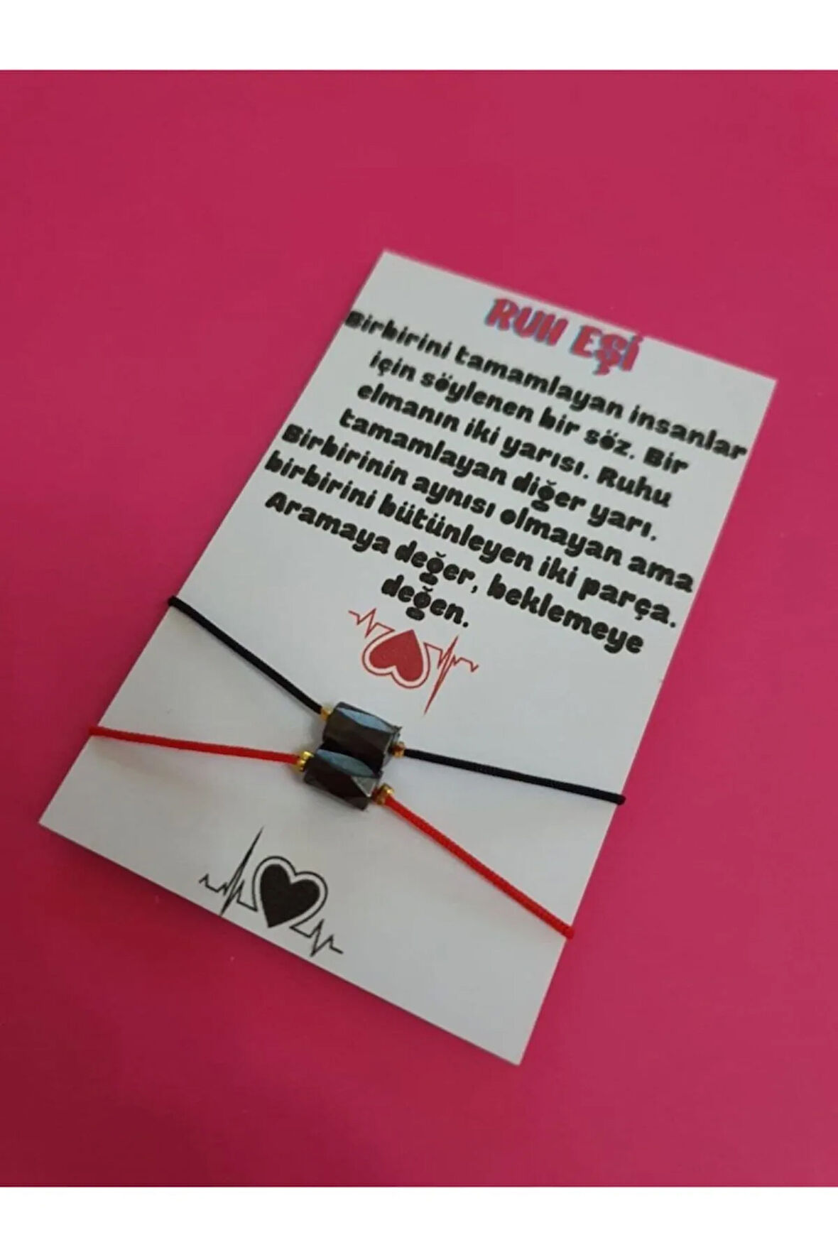 Sertifikalı Ruh Eşi Hematit Taşı Mıknatıslı Çift Bilekliği