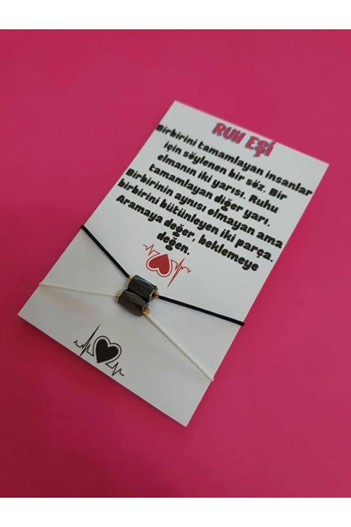 Sertifikalı Ruh Eşi Hematit Taşı Mıknatıslı Çift Bilekliği