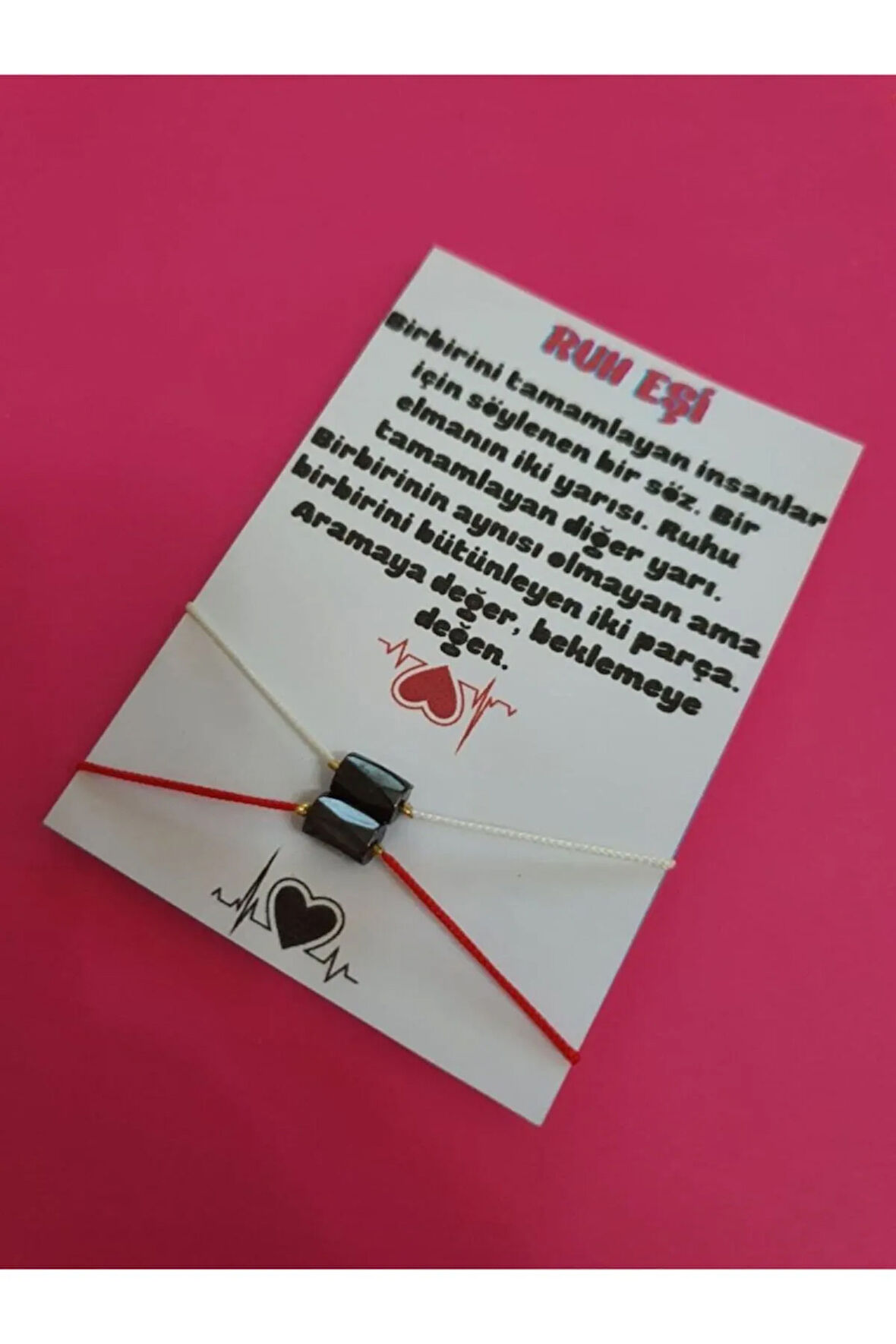 Sertifikalı Ruh Eşi Hematit Taşı Mıknatıslı Çift Bilekliği