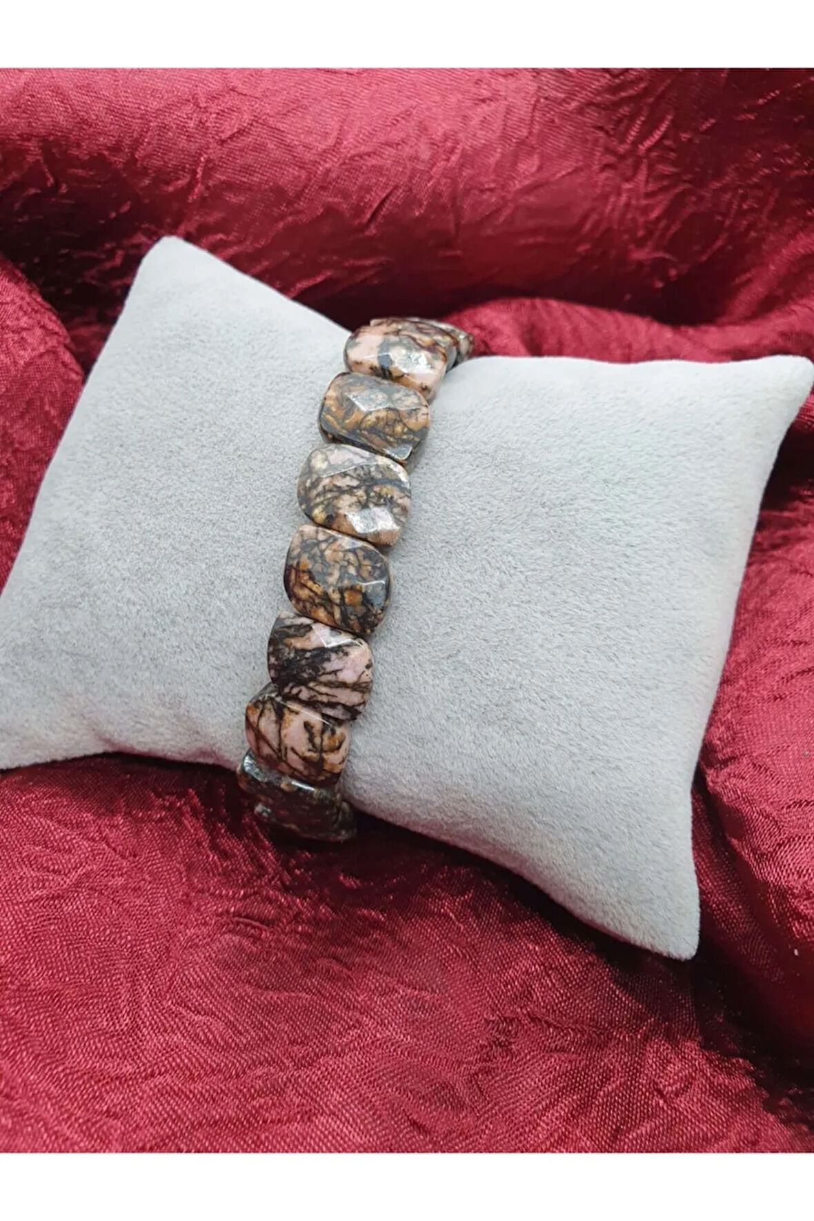 Sertifikalı Doğal Rodonit Taşı Rolex Bileklik