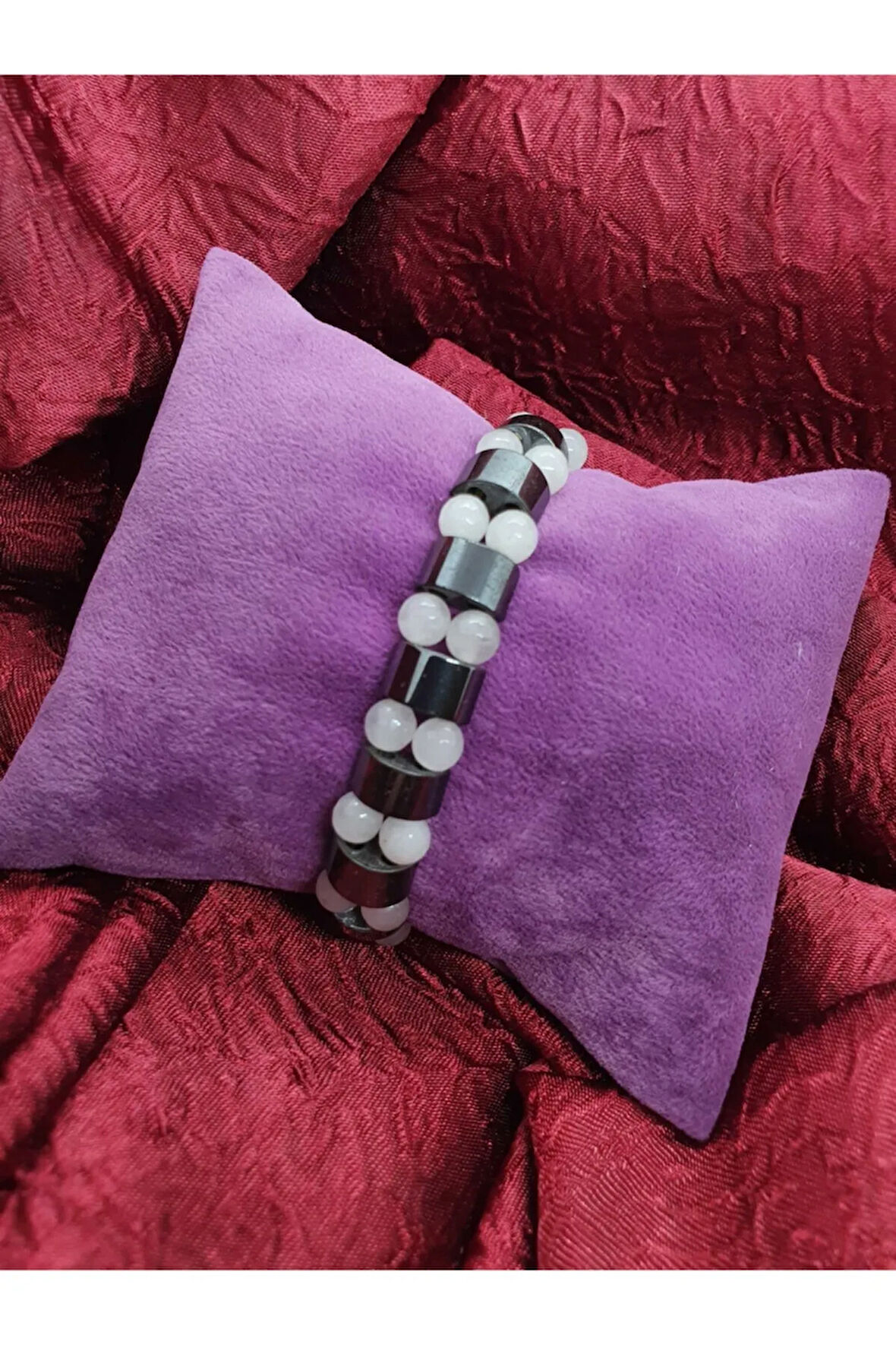 Sertifikalı Doğal Pembe Kuvars Hematit Taşı Rolex Bileklik