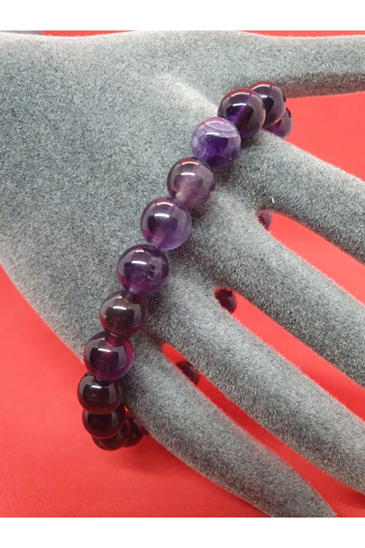 Sertifikalı Uruguay Ametist Doğal Taş Bileklik 8 Mm