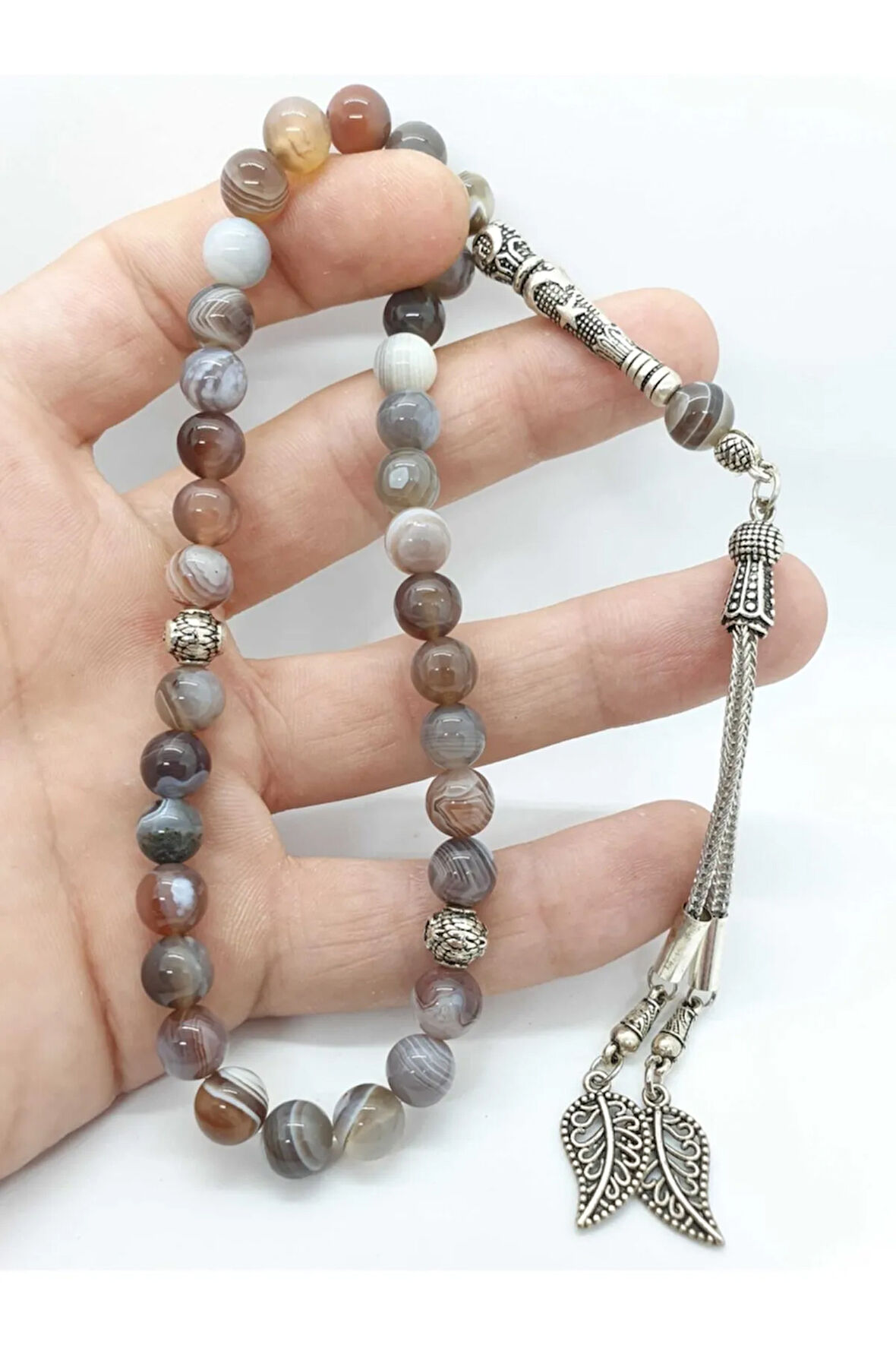 Sertifikalı Bostwana Akik Doğal Taş Tesbih 8 Mm