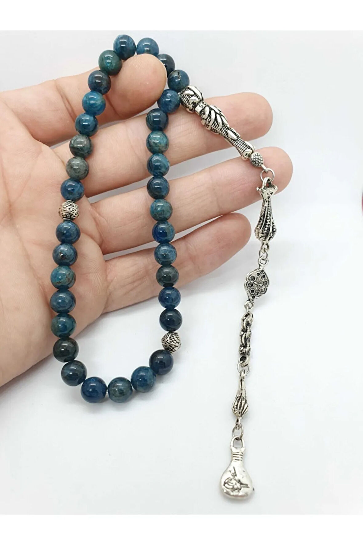 Sertifikalı Apatit Doğal Taş Tesbih 8 Mm