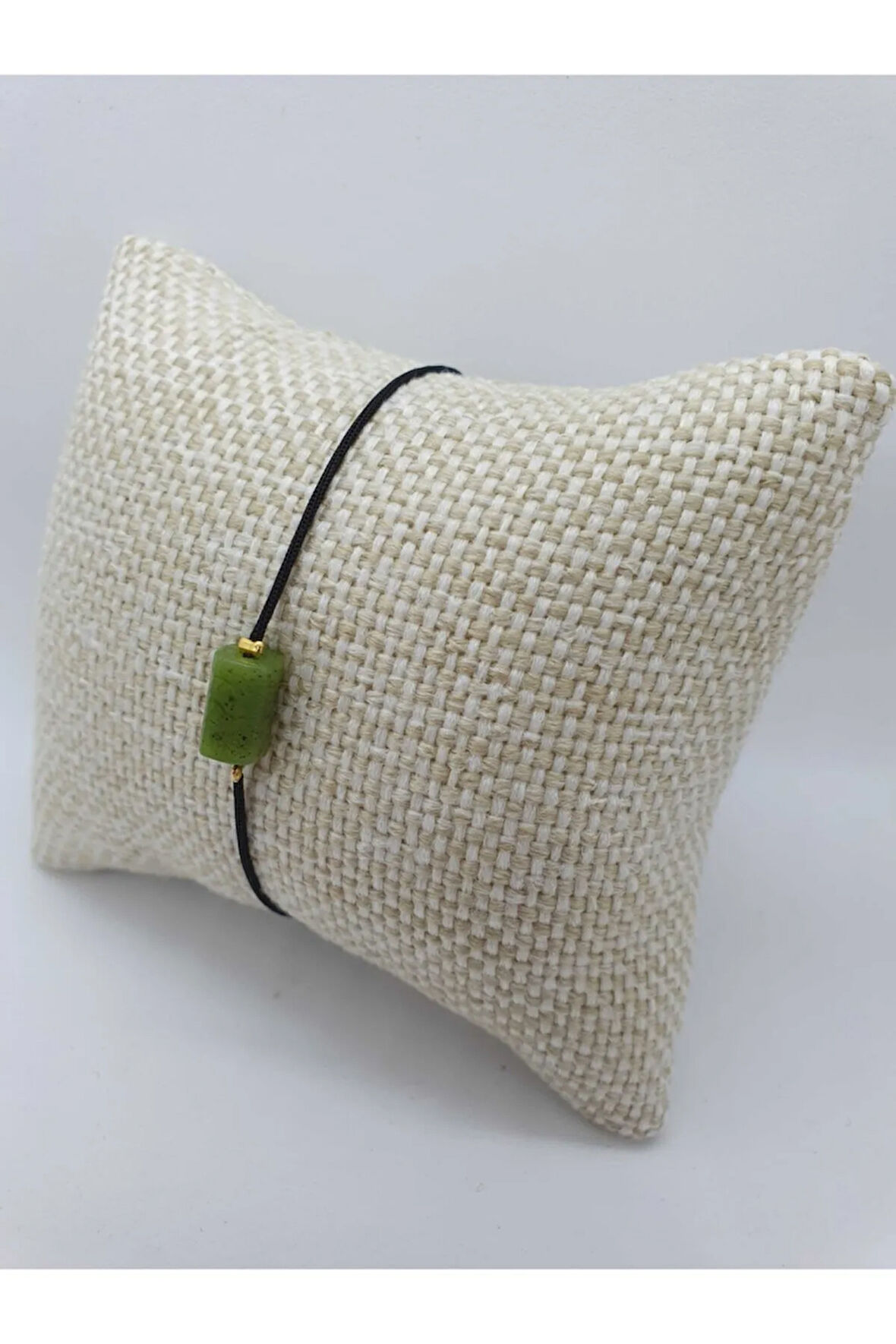 Sertifikalı Doğal Taş Yeşim Taşı Bileklik Siyah Ip