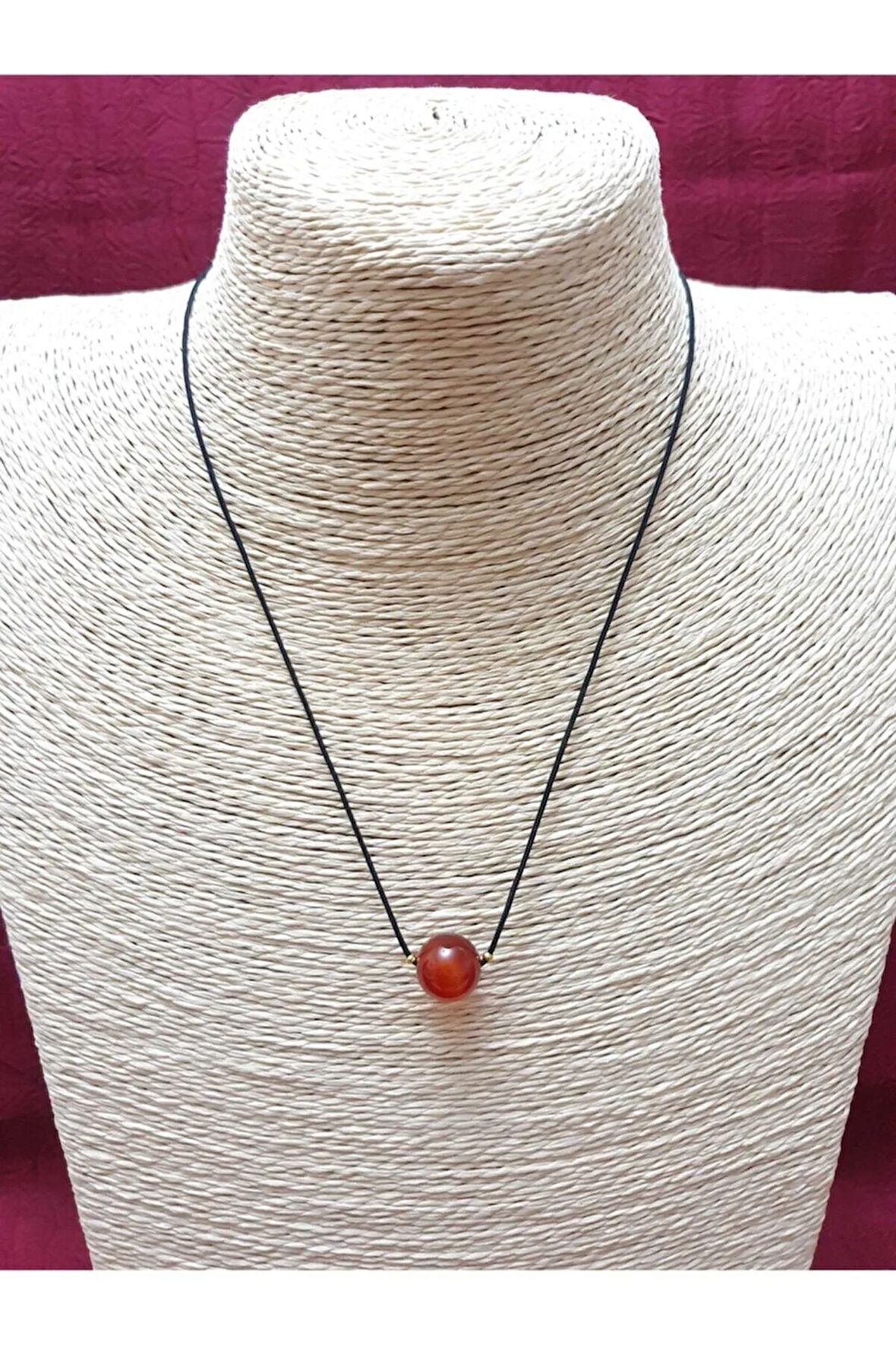 Sertifikalı Akik Taşı Kolye Ayarlanabilir Orijinal Doğal Taş Çok Fonksiyonlu Kolye 12 Mm