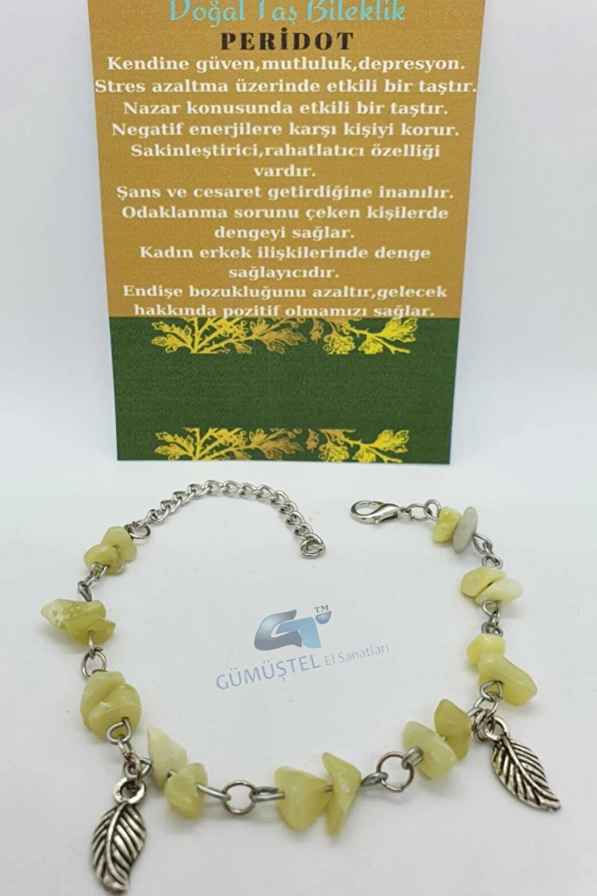 Sertifikalı Peridot Taşı Bileklik Orijinal Doğal Taş Tasarım Bileklik