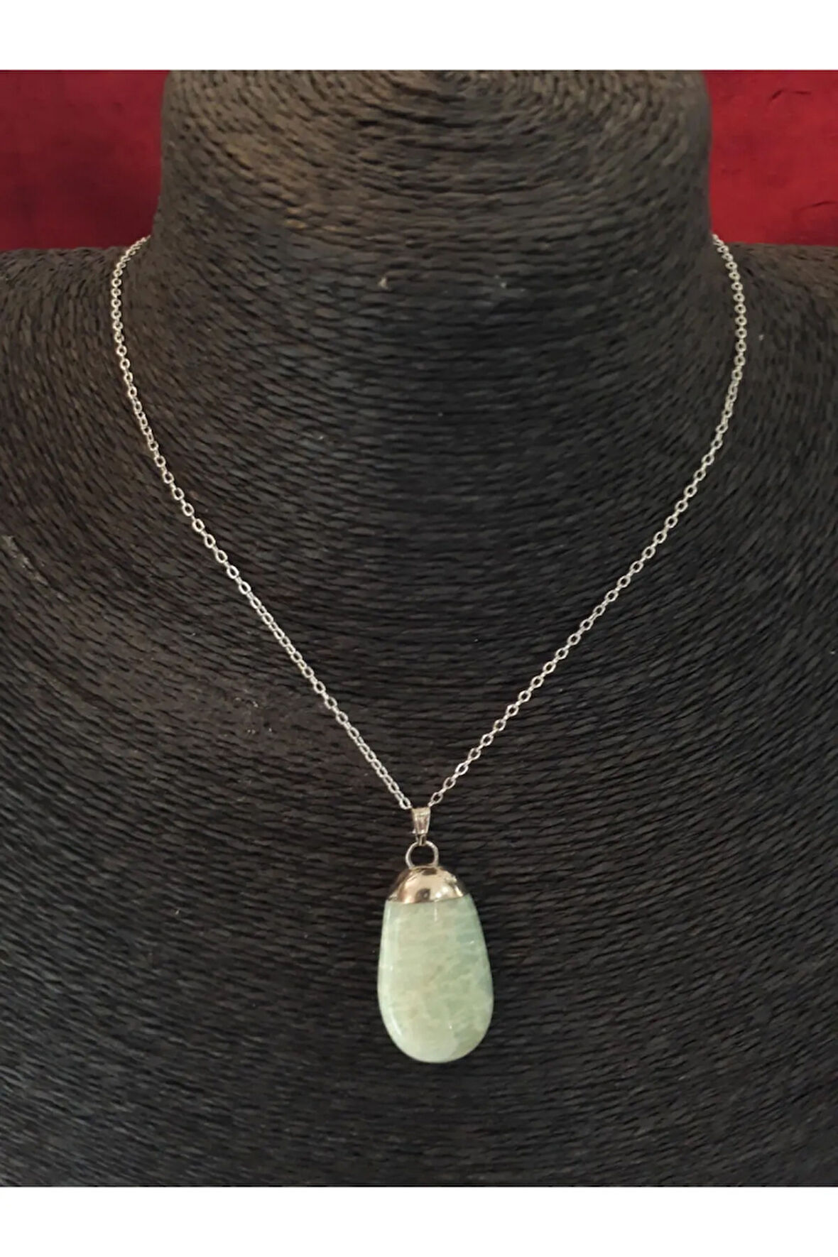 Sertifikalı Amazonit Doğal Taş Kolye (ZİNCİR VE İP DAHİL)