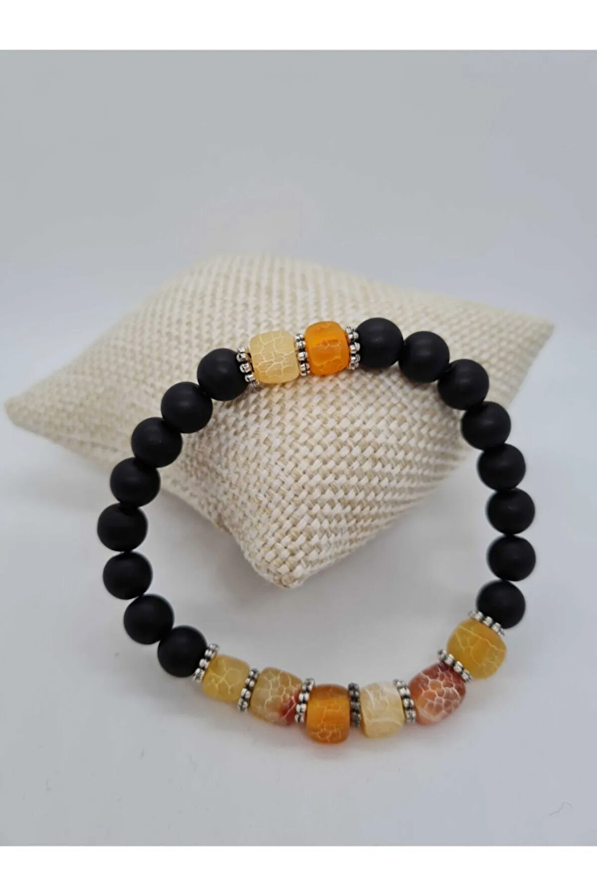 Sertifikalı Oniks Ve Küp Akik Doğal Taş Bileklik