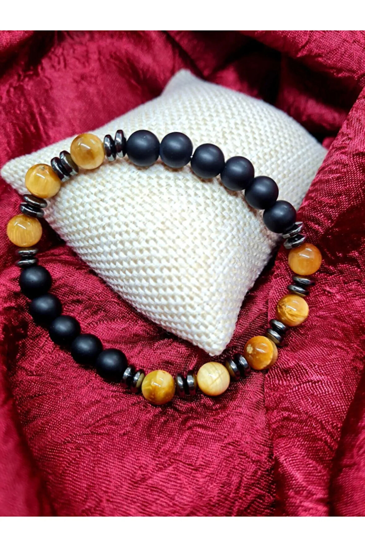 Sertifikalı Kaplan Gözü Hematit Oniks Doğal Taş Bileklik