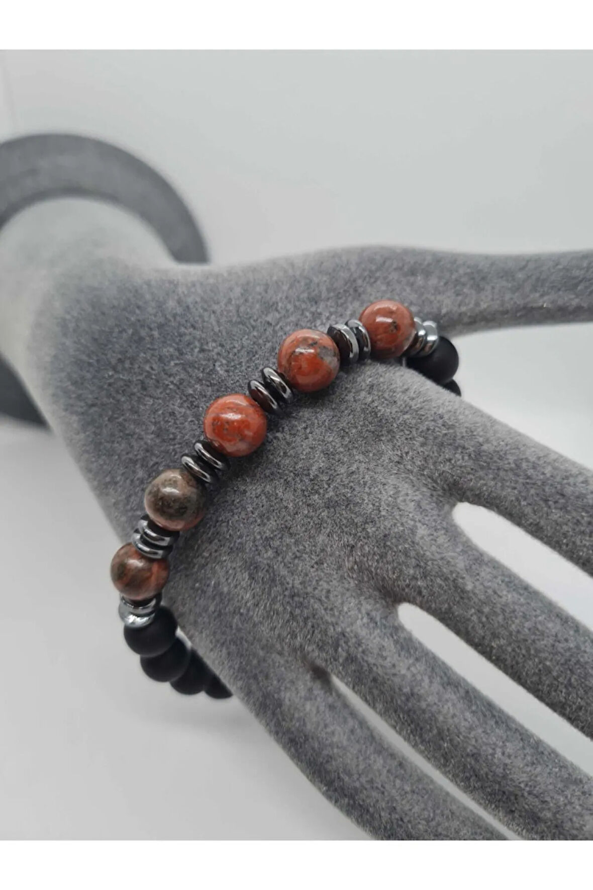 Sertifikalı Jasper , Hematit , Oniks Doğal Taş Bileklik Tasarım