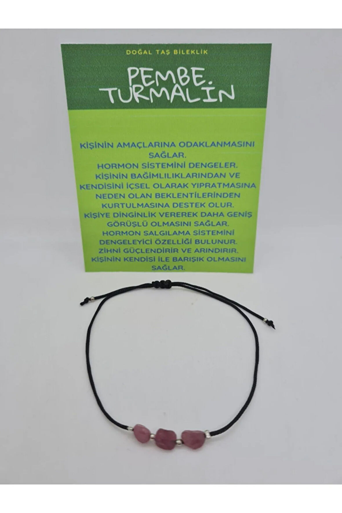 Sertifikalı Pembe Turmalin Doğal Taş Bileklik Asansörlü Ayarlanabilir Kilit Sistemi Aaa Kalite