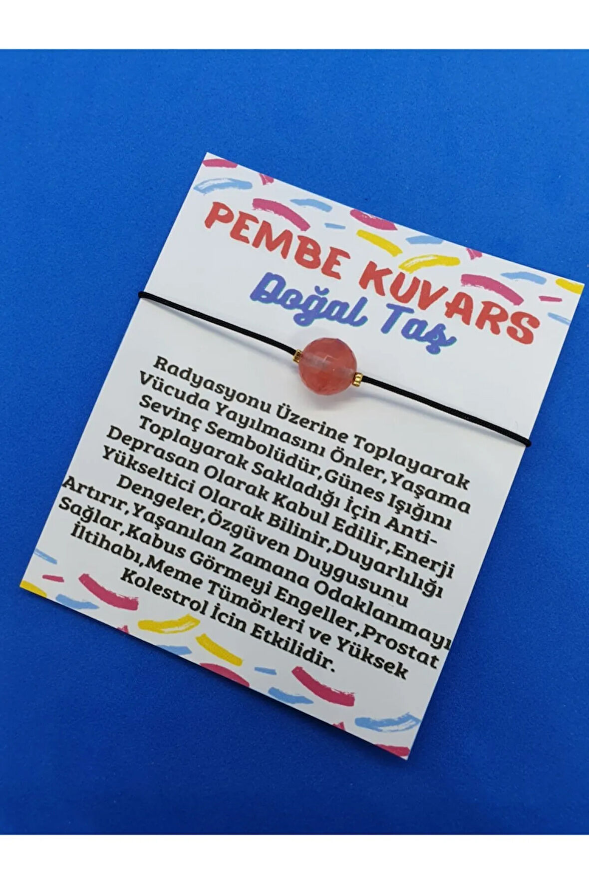 Sertifikalı Pembe Kuvars Taşı Bileklik Orijinal Doğal Taş