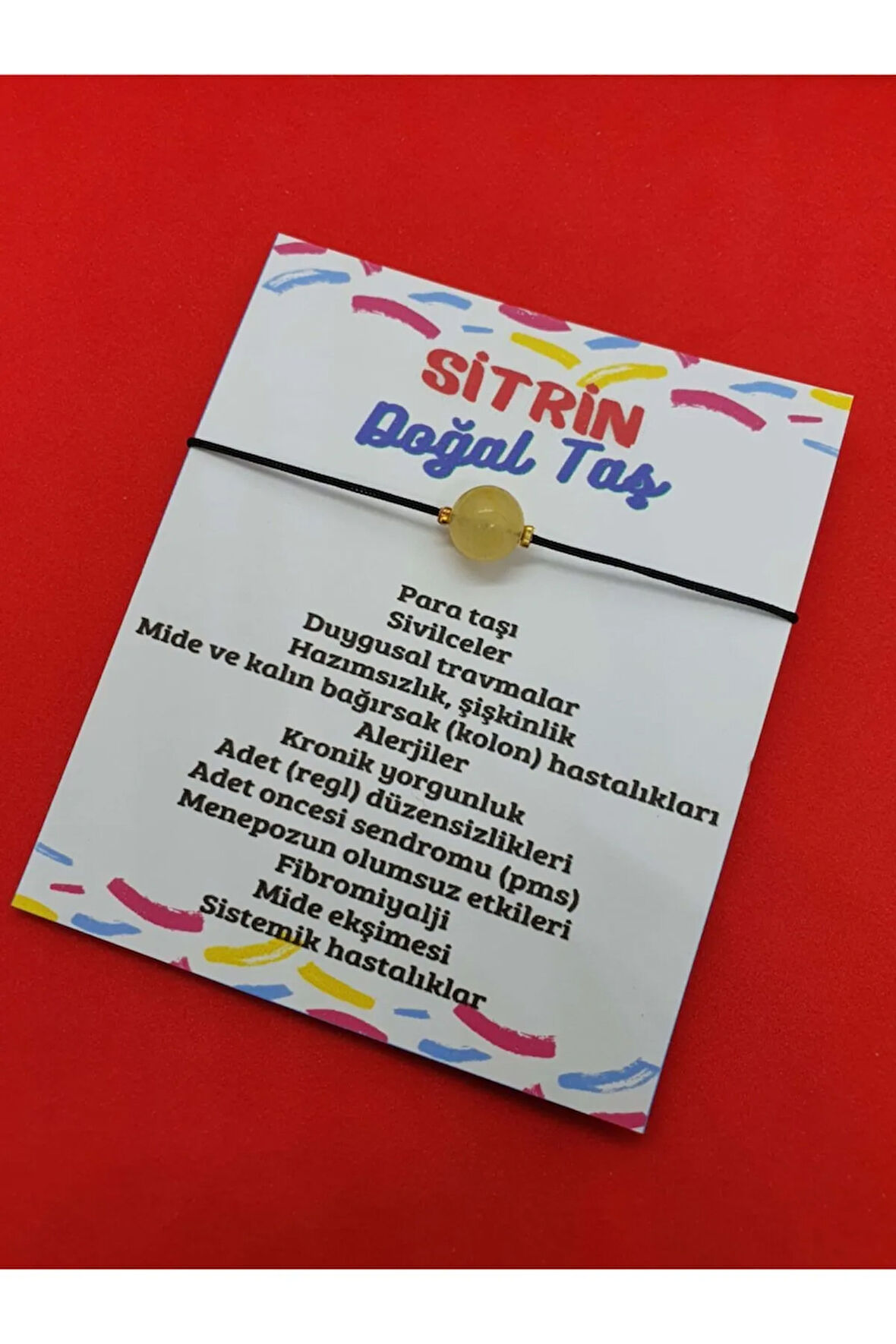 Sertifikalı Sitrin Doğal Taş Bileklik Makrome Ip Ayarlamalı Orijinal Doğal Taş