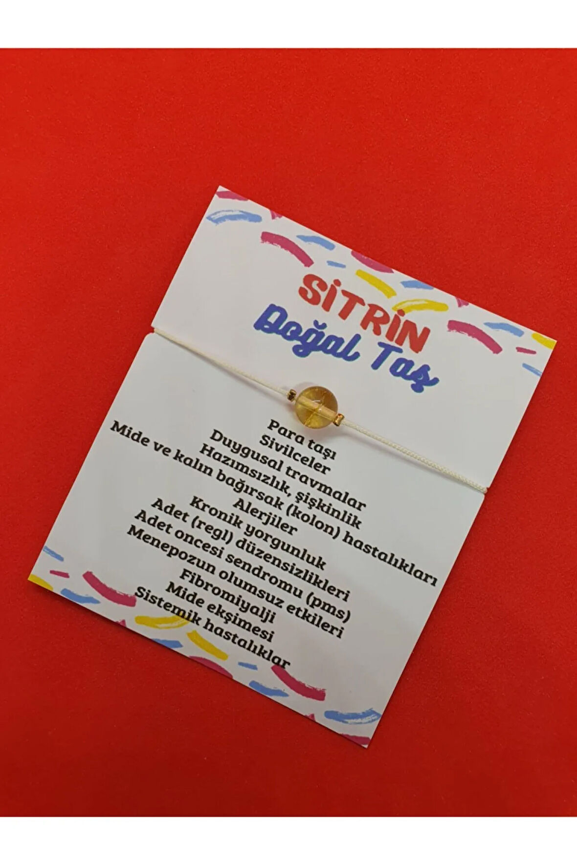 Sertifikalı Sitrin Doğal Taş Bileklik Makrome Ip Ayarlamalı Orijinal Doğal Taş