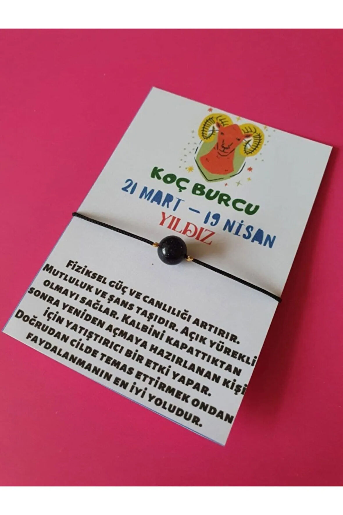 Sertifikalı Koç Burcu Yıldız Doğal Taşlı Ip Burç Bilekliği