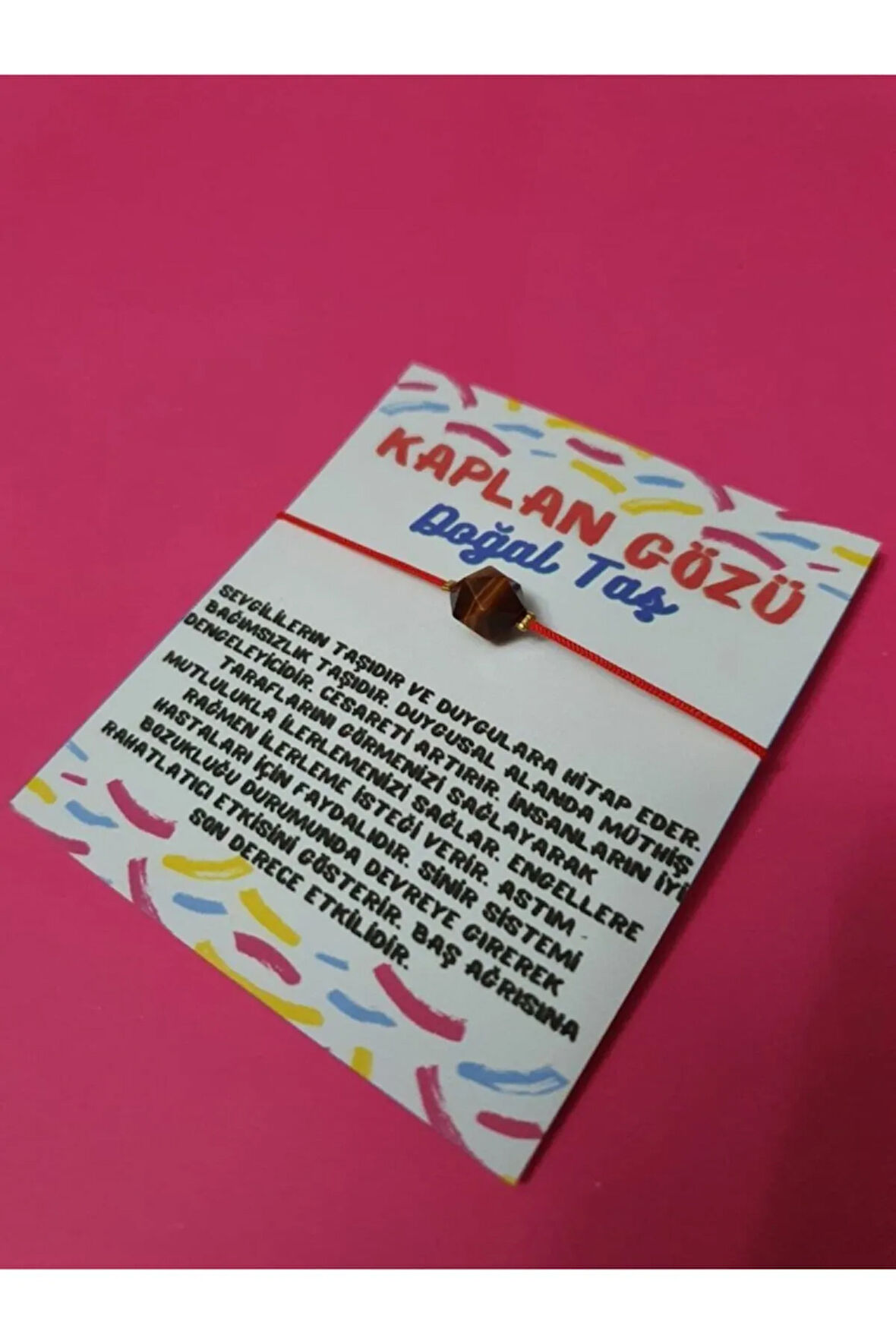 Sertifikalı Kaplan Gözü Doğal Taş Asansörlü Ip Bileklik
