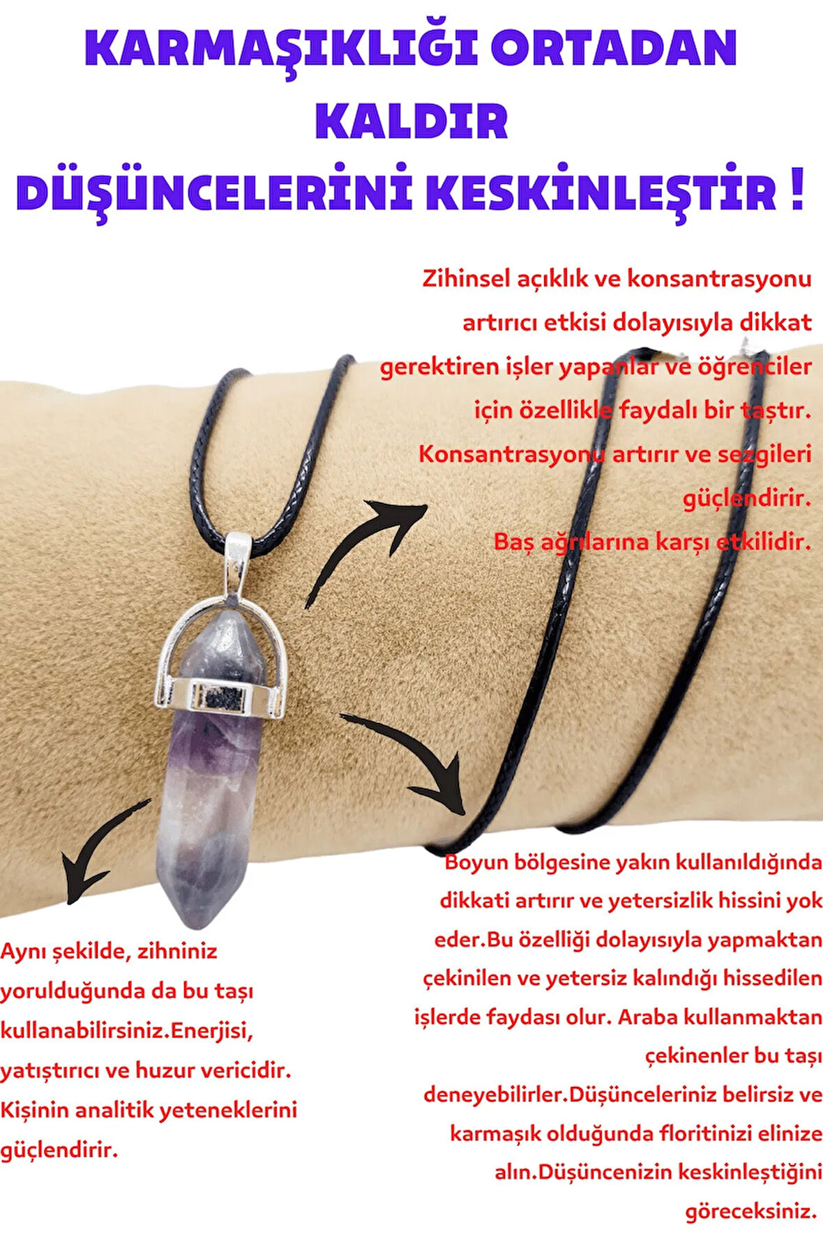 Sertifikalı Karmaşıklığı Ortadan Kaldır, Florit Taşı Point Pandül Kolye