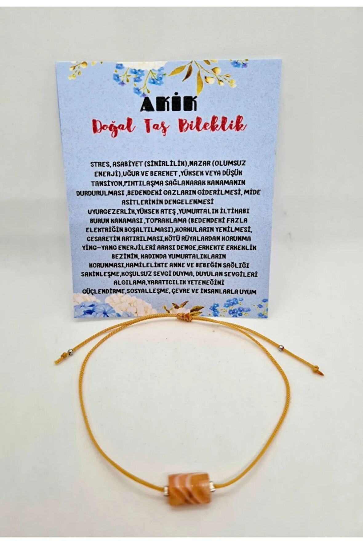 Sertifikalı Akik Doğal Taş Bileklik