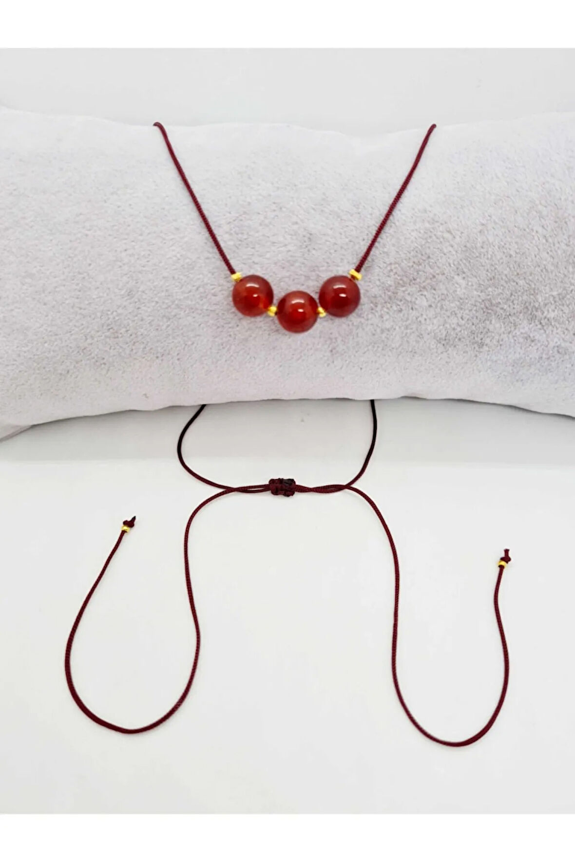 Sertifikalı Akik Doğal Taş Kolye Ayarlanabilir Orijinal Doğal Taş Çok Fonksiyonlu Kolye 3 Lü Tasarım