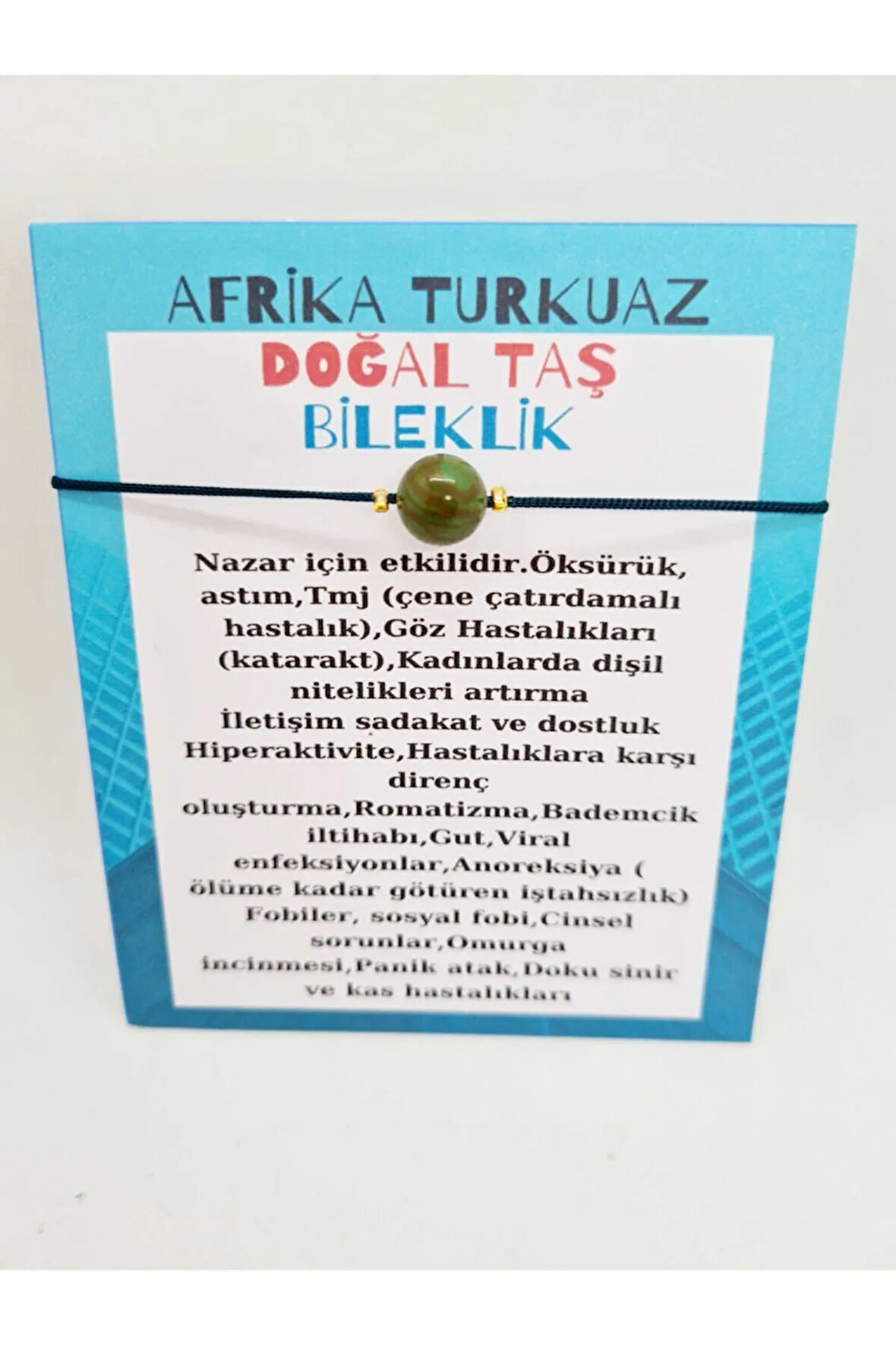 Sertifikalı Afrika Turkuaz Doğal Taş Bileklik